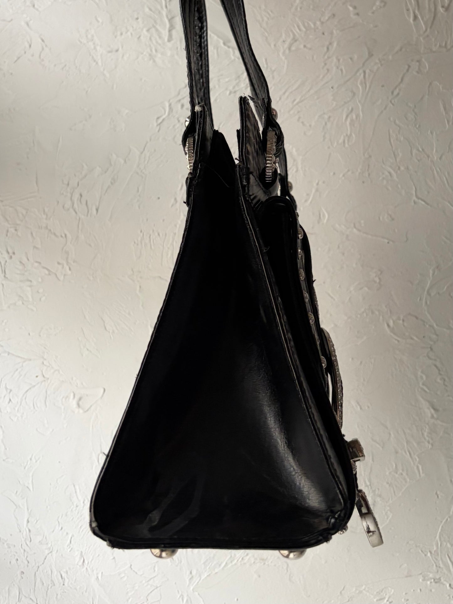 Y2k Black Tooled Leather Purse