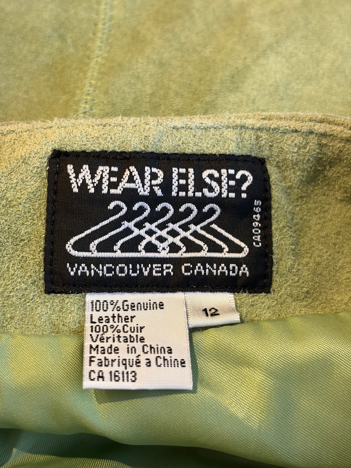 Y2k 'Wear Else' Green Suede Sprint Midi Skirt / Medium
