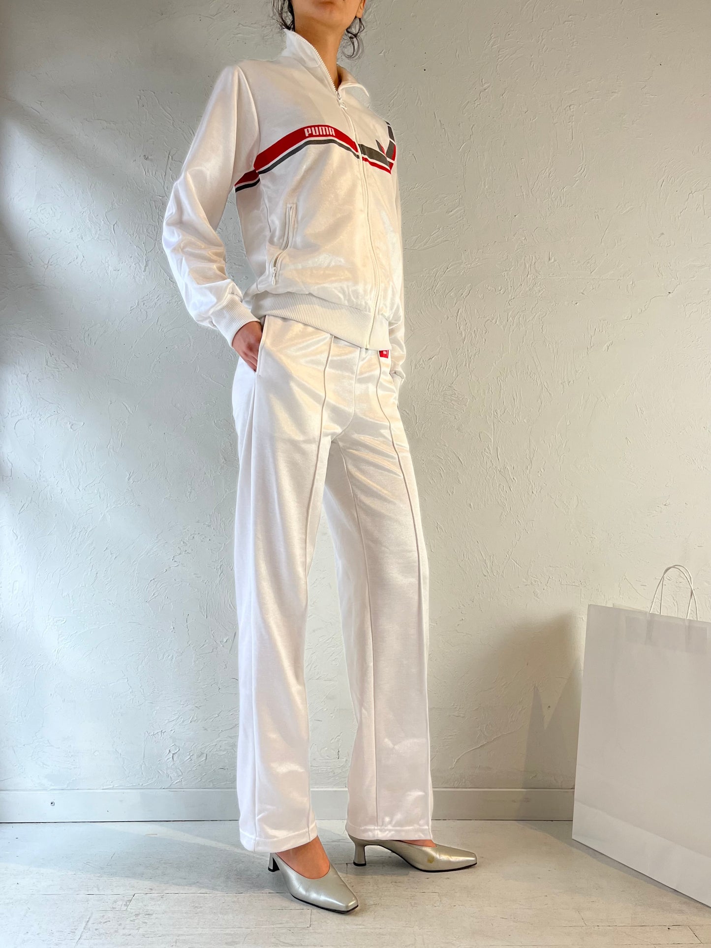 90s ‘Puma’ White Tracksuit Set / Small