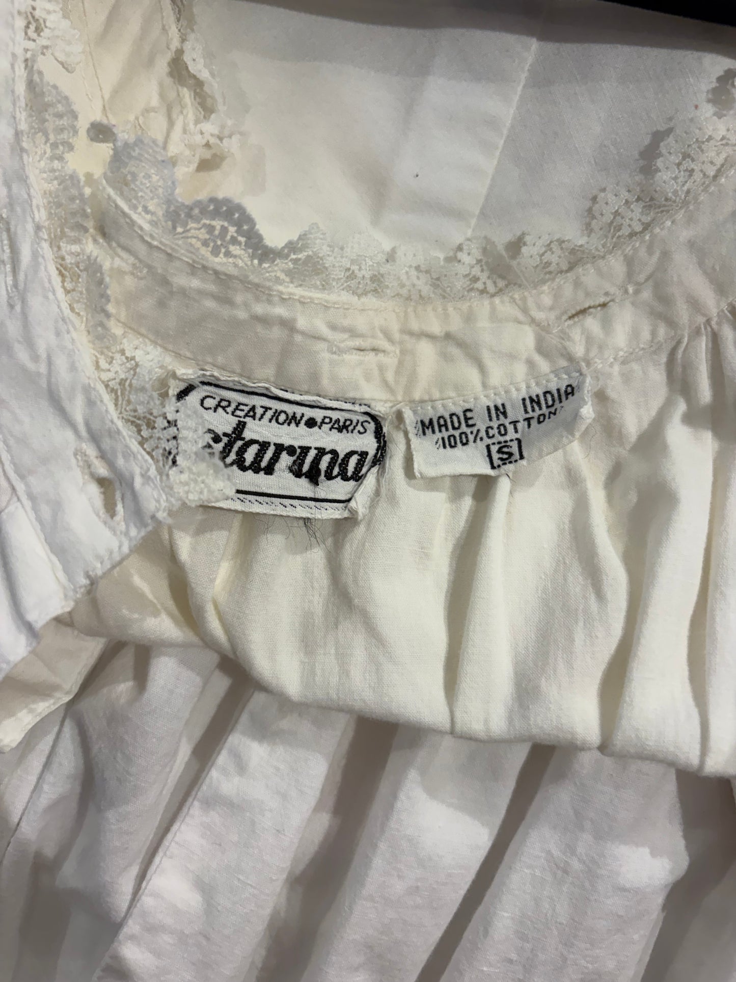 90s 'Starina' White Cotton Milk Maid Dress / Small