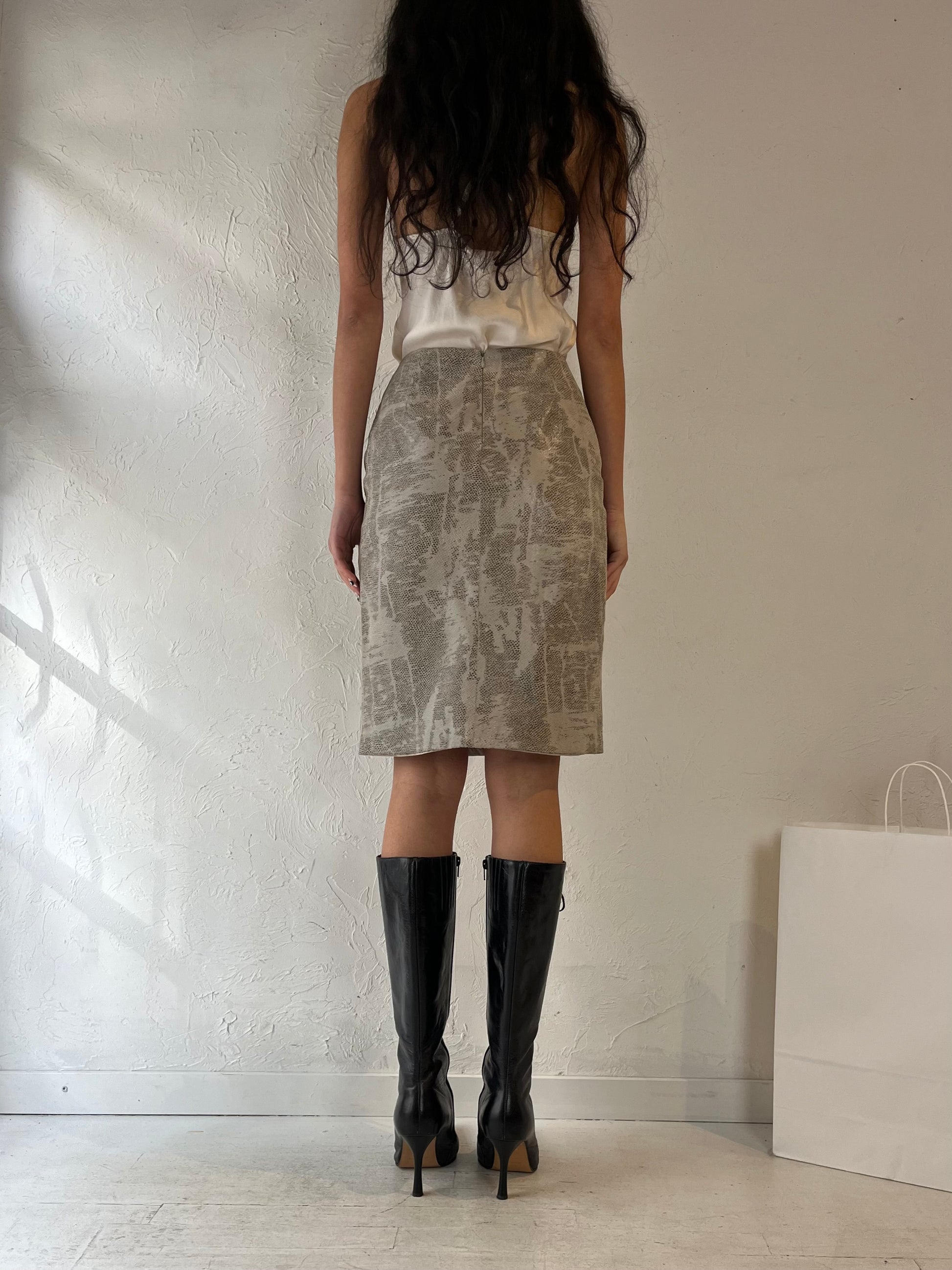90s ‘INC’ Snakeskin Leather Skirt / Small