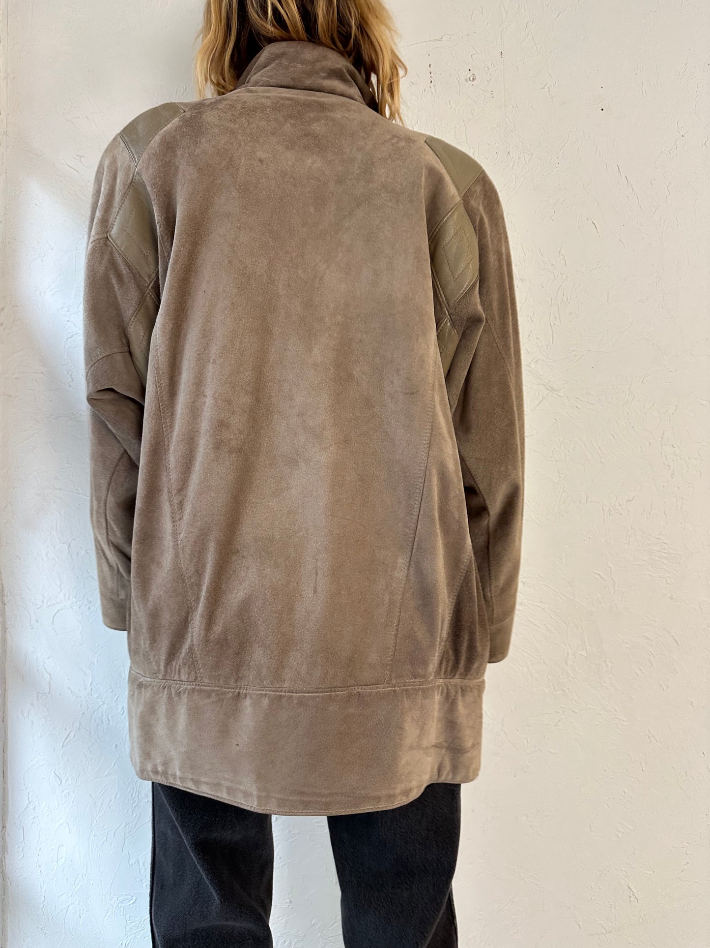 80s 'The Olde Hide House' Beige Suede Leather Jacket / Medium - Large