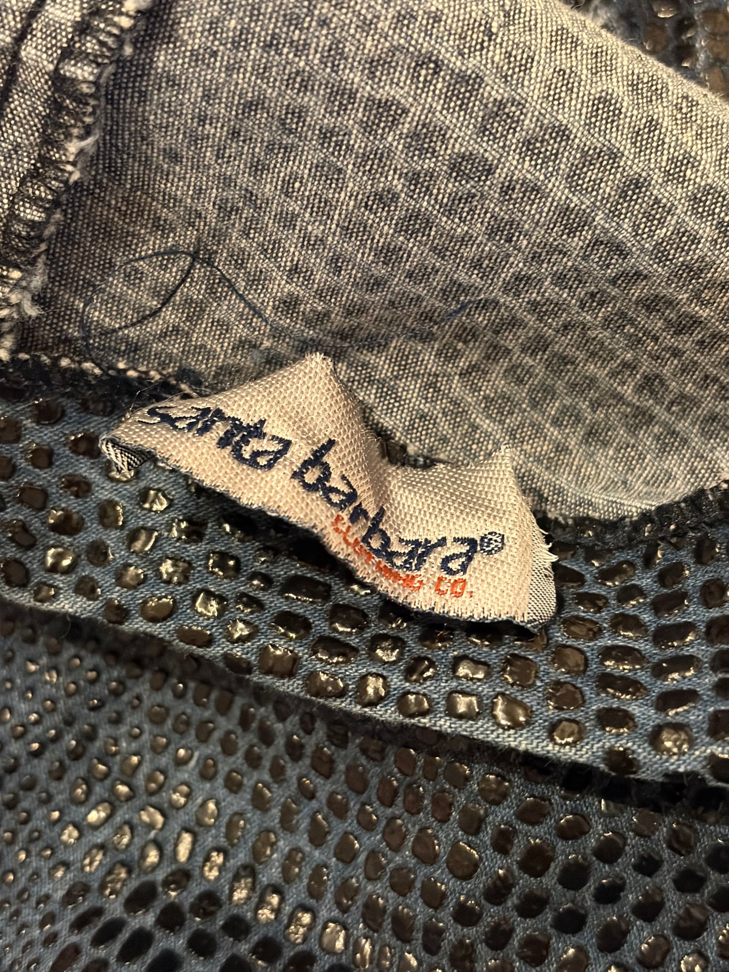 90s ‘Santa Barbra' Retro Blue Patterned Streetwear Trousers / Vintage 2000s Rockstar Pants / Small