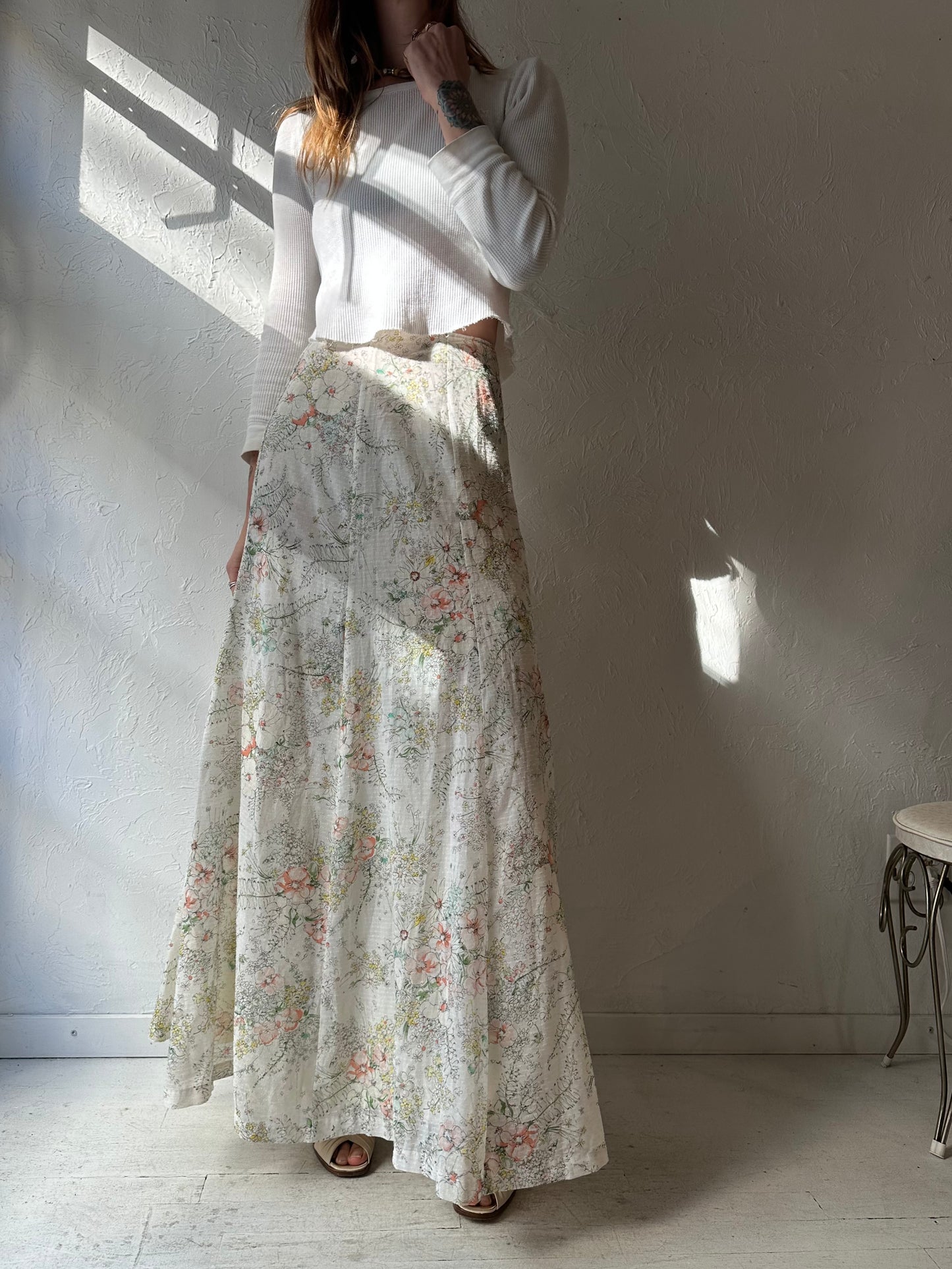 70s 'Koret of California' Floral Maxi Skirt / XS