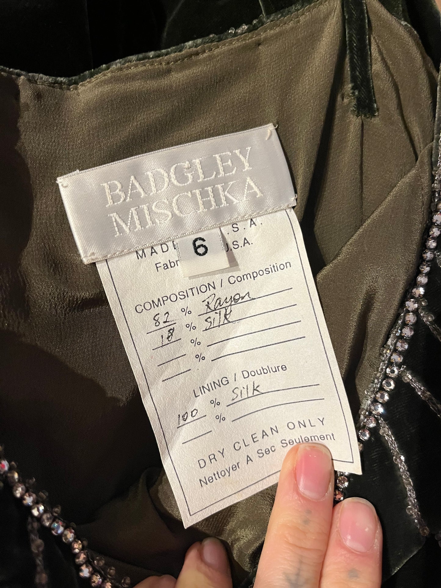 Vintage 'Badgley Mischka' Beaded Velvet Dress / Medium