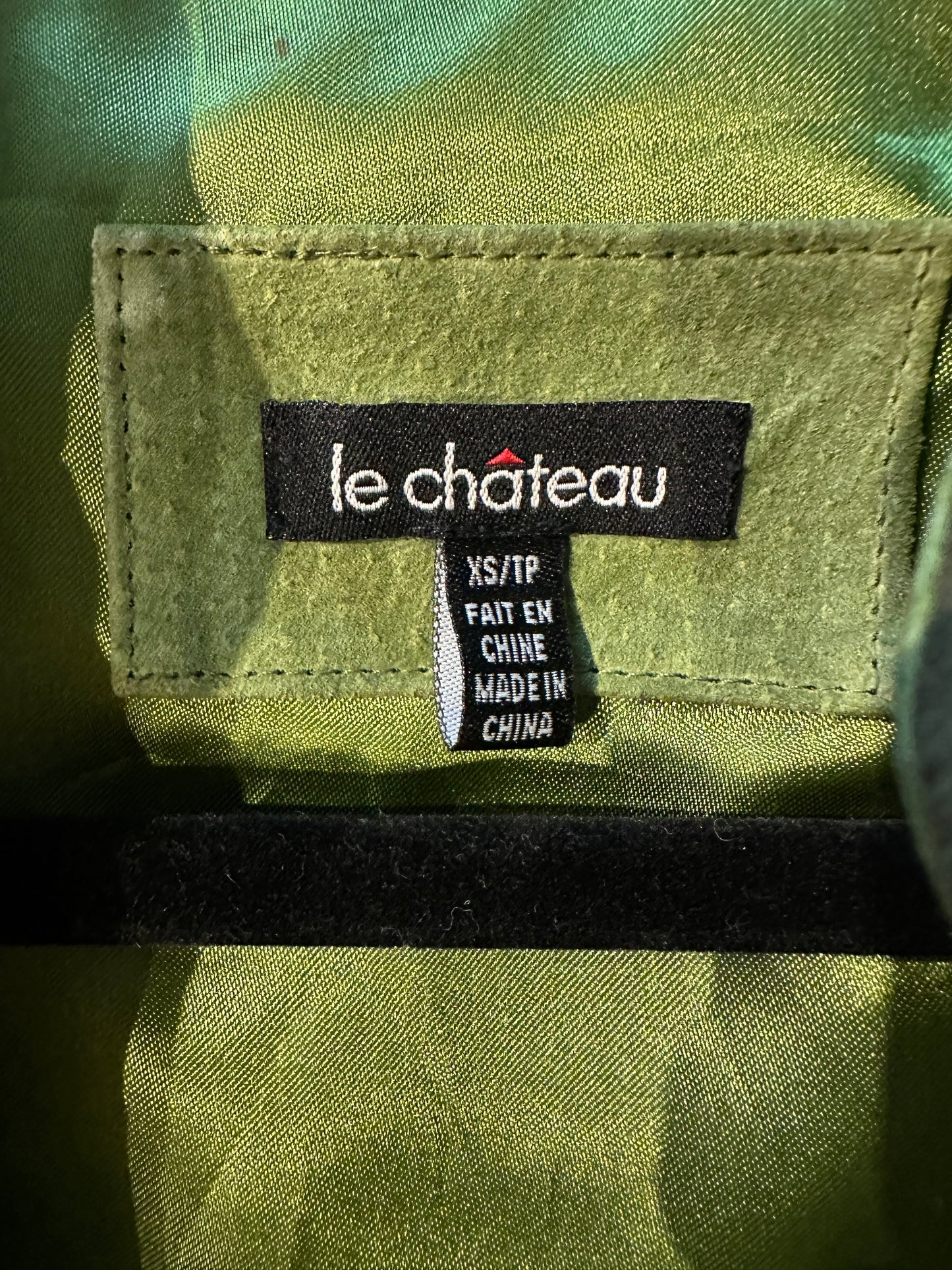 Y2K ‘Le Chateau’ Green Suede Leather jacket / XS