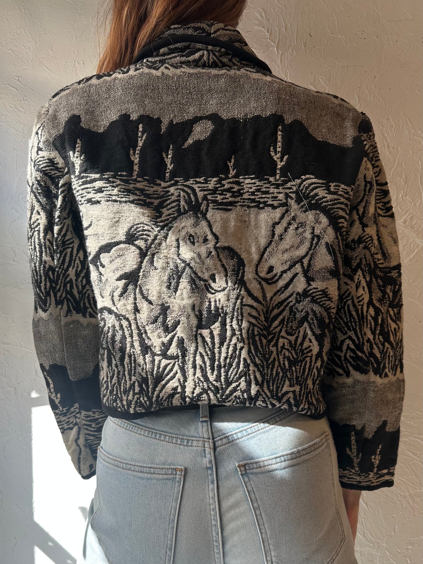 90s 'New Identity' Cropped Horse Tapestry Jacket / Medium