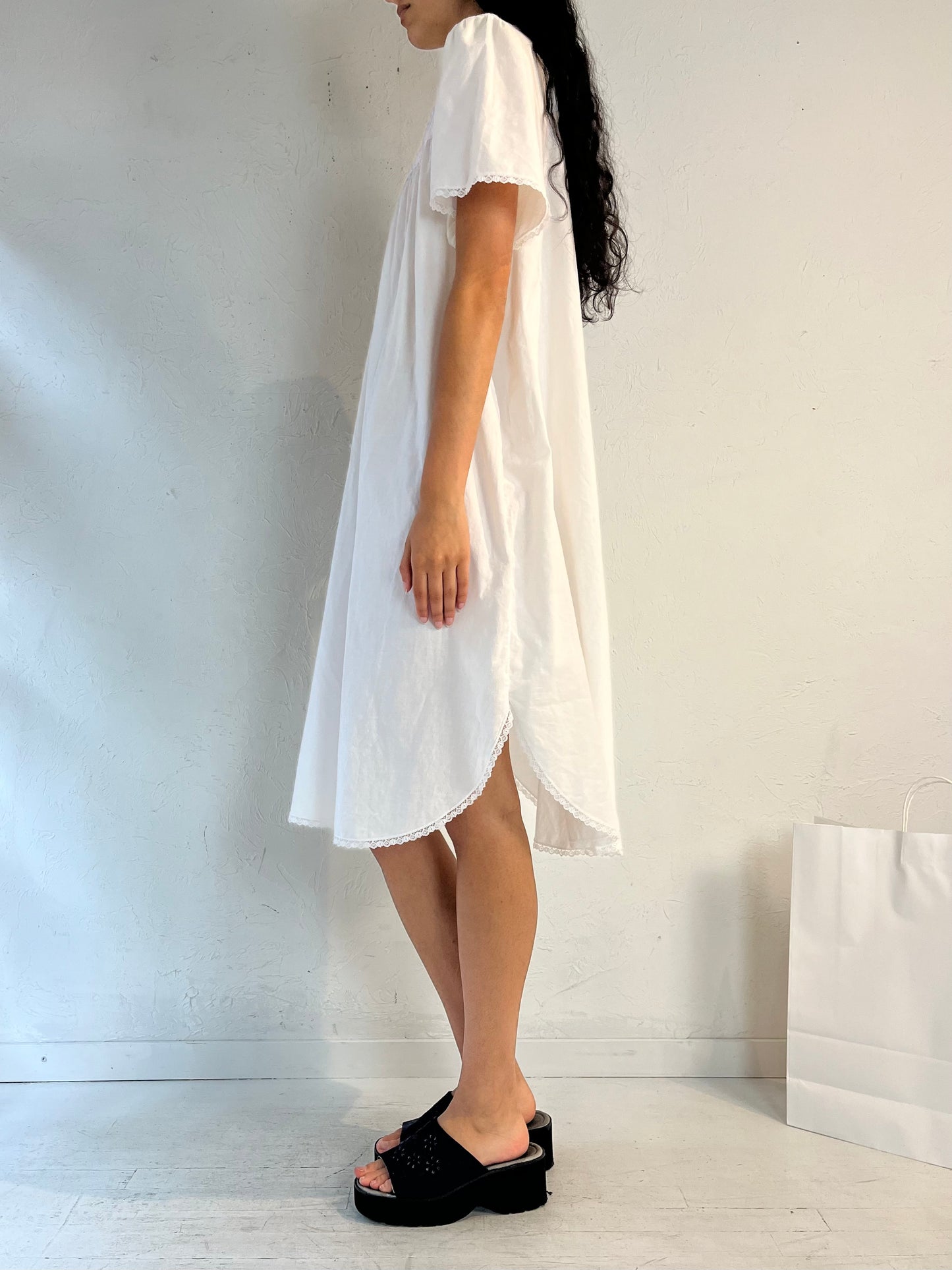Y2k 'Velrose' White Cotton Night Dress / XL