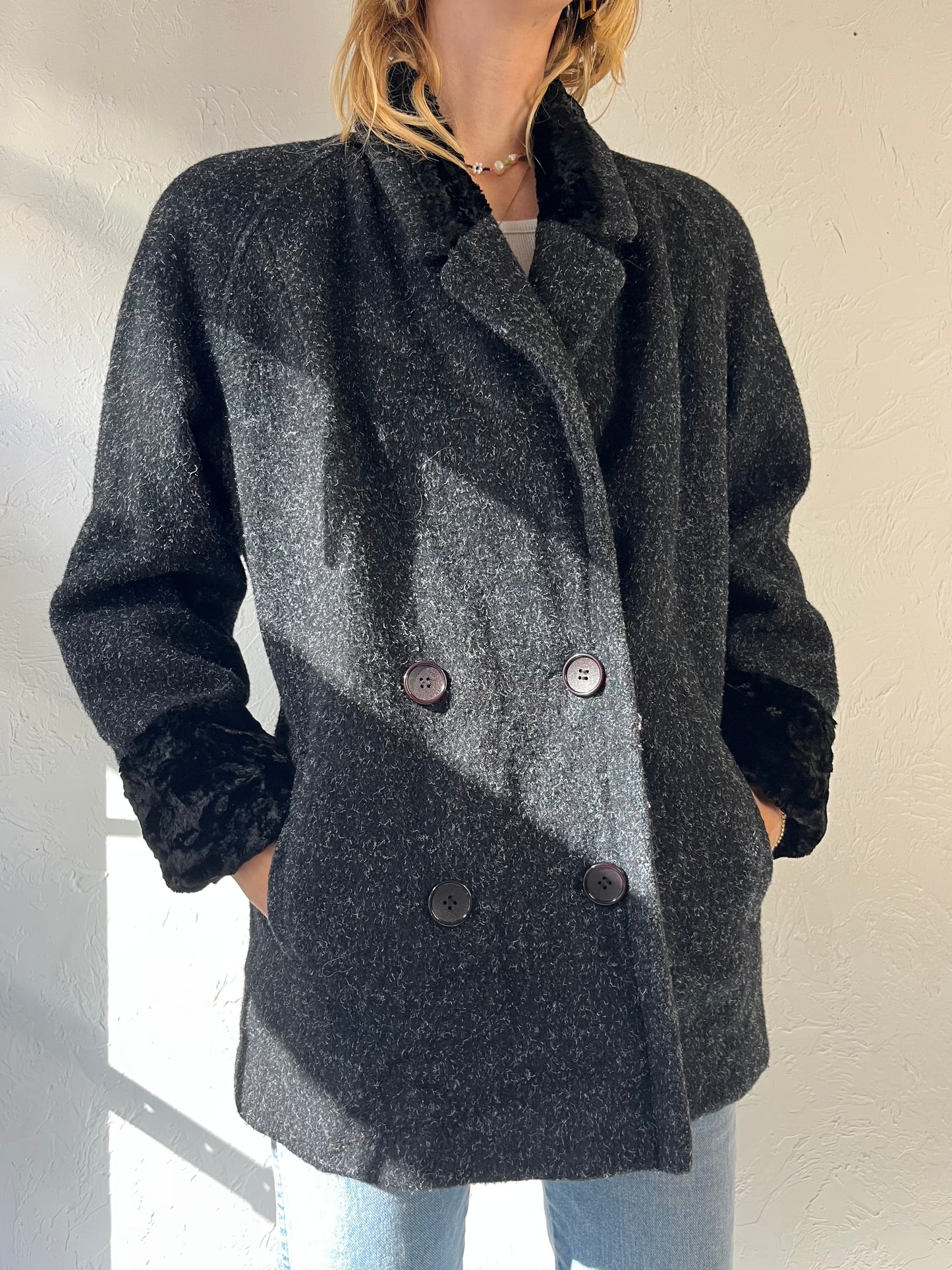 90s 'Sears' Gray Wool Nylon Jacket / Medium