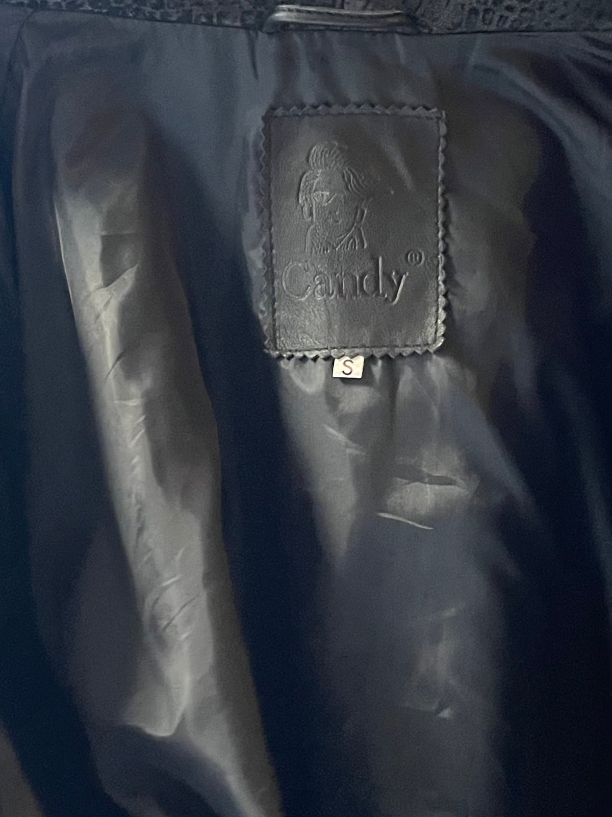 90s 'Candy' Black Leather Double Breasted Minimalist Grunge Jacket / Small