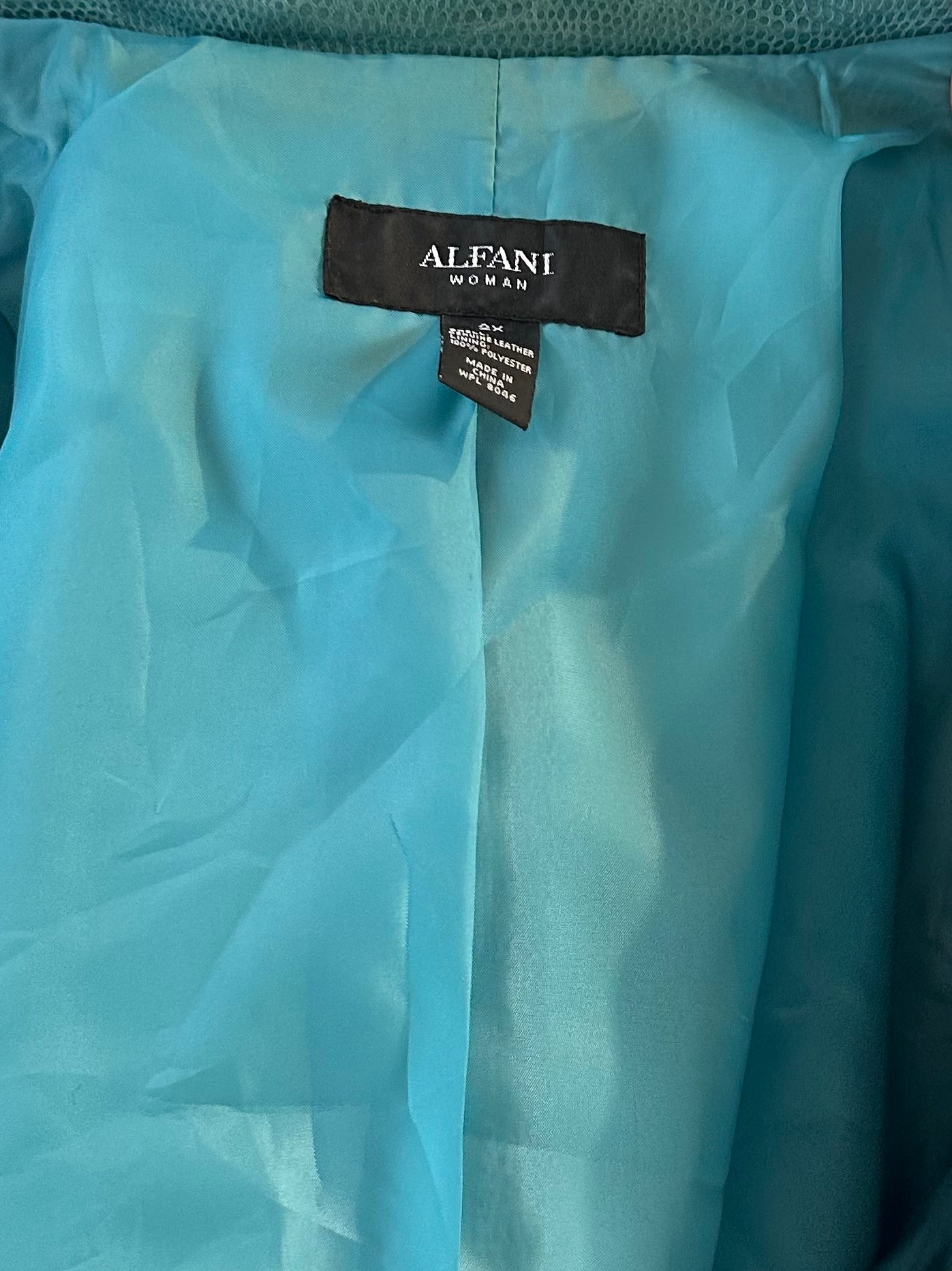 Y2K ‘Alfani’ Aqua Blue Leather Jacket / XL
