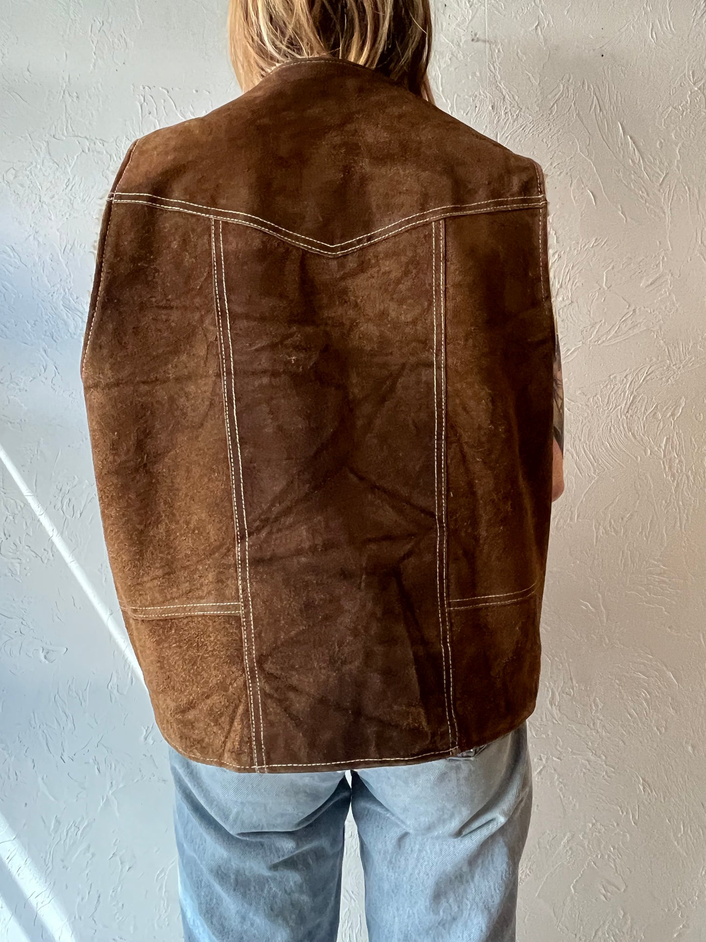 70s ‘Zamher’ Suede Shearling Lined Vest / Large