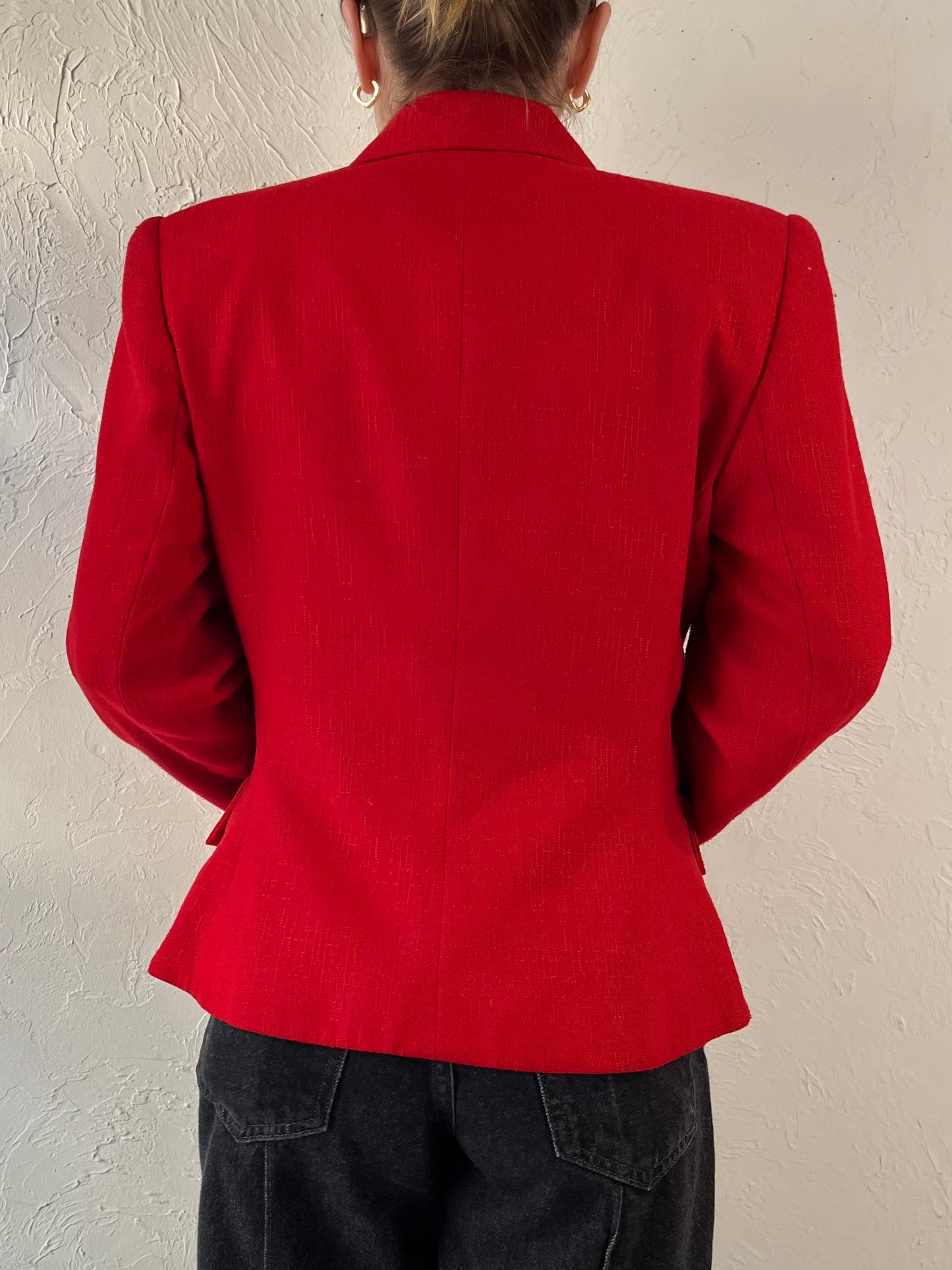 90s 'Kasper' Red Blazer Jacket / Small