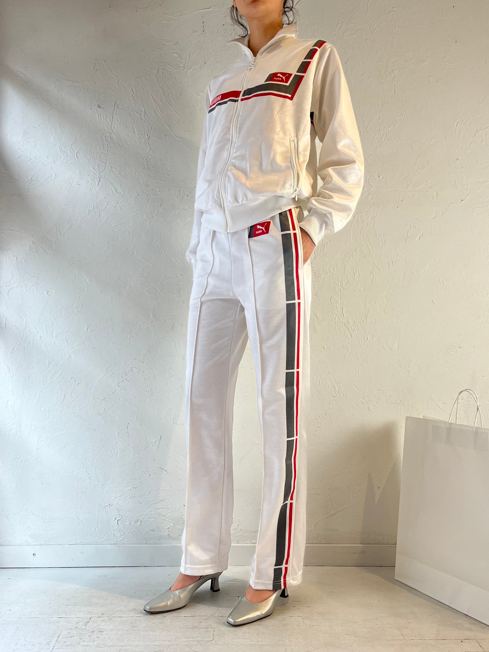 90s ‘Puma’ White Tracksuit Set / Small