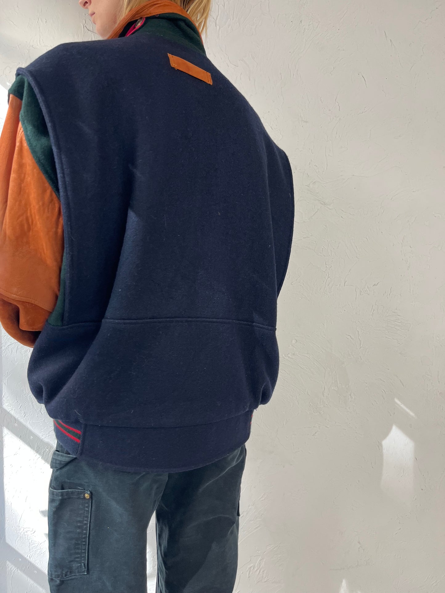 90s Wool Nylon Suede Bomber Jacket / Medium