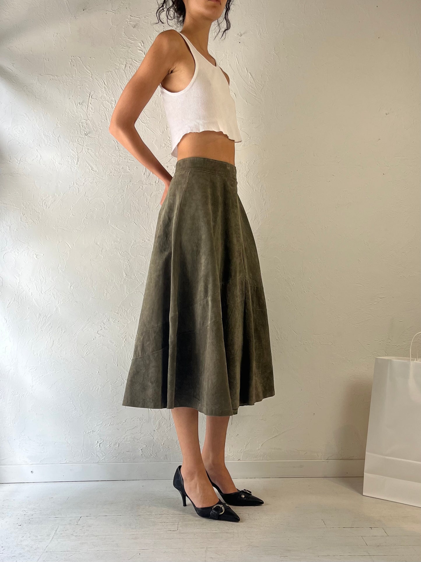 90s ‘Marquis’ Suede Leather Skirt / Small