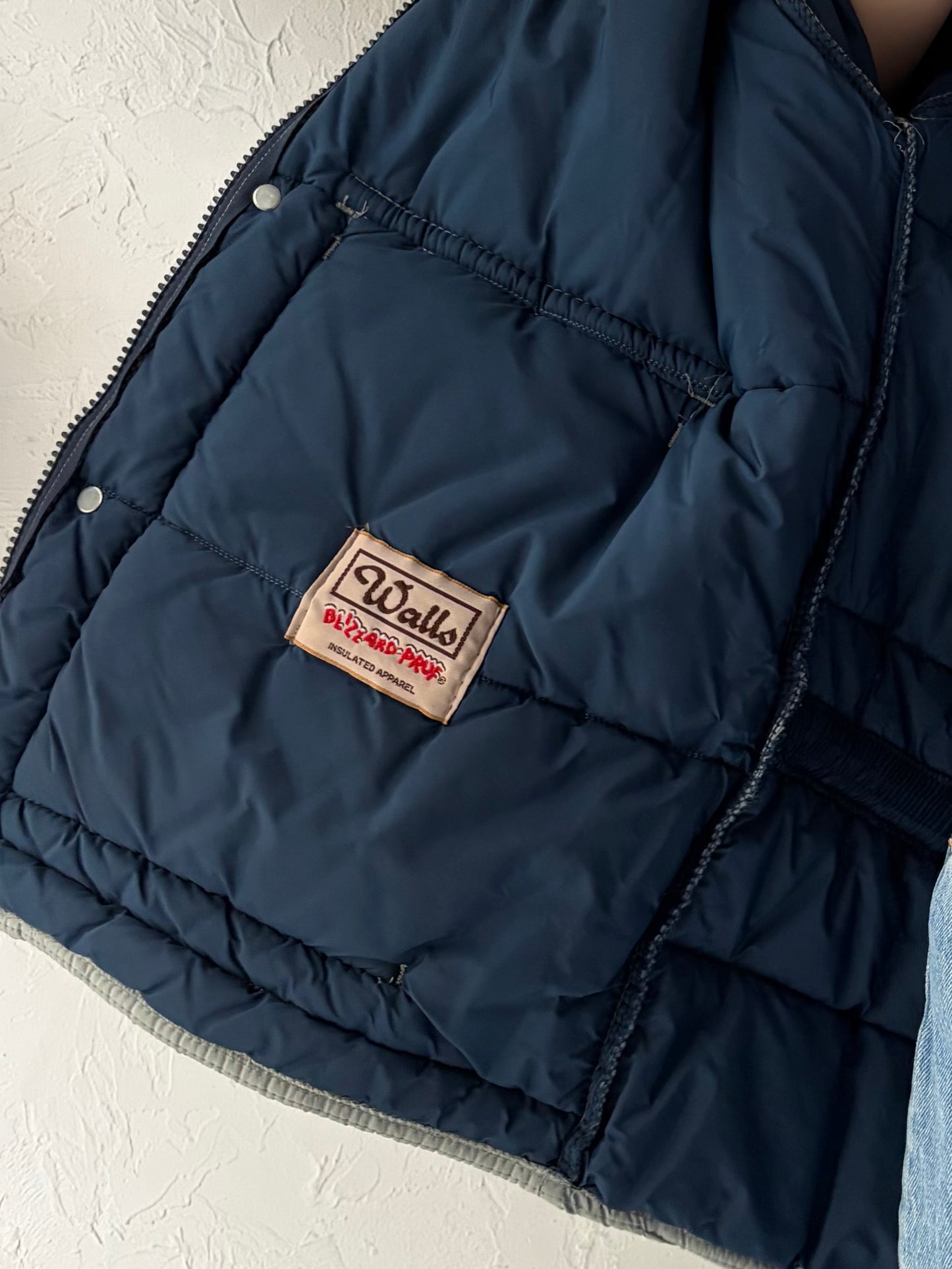 80s 'Walls' Gray Puffer Jacket / Large