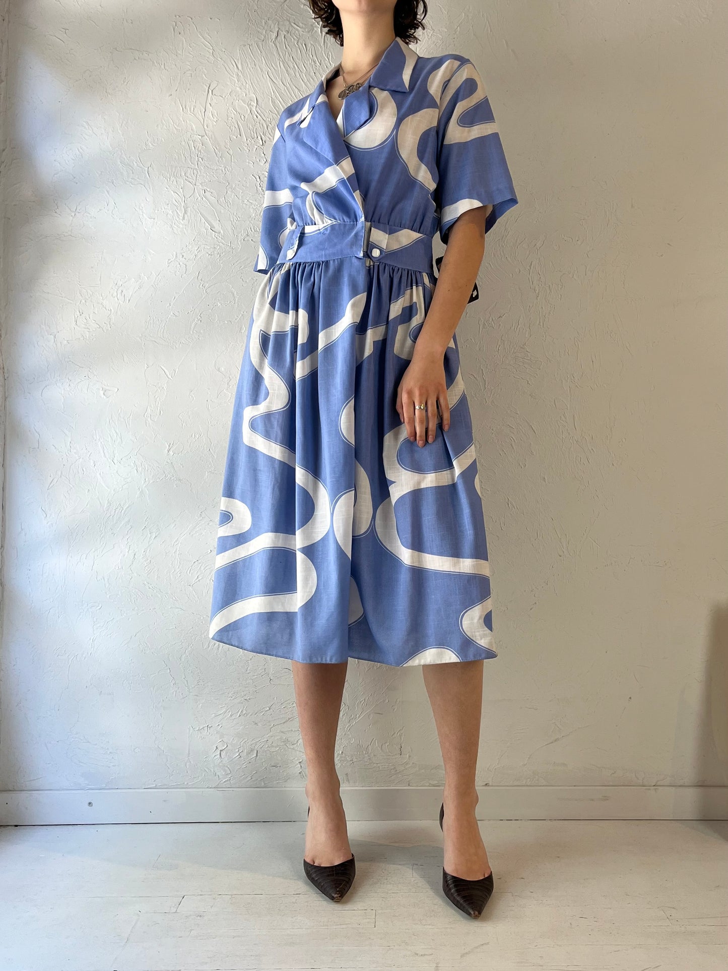 70s 'Miss Oops California' Blue Midi Dress / Medium