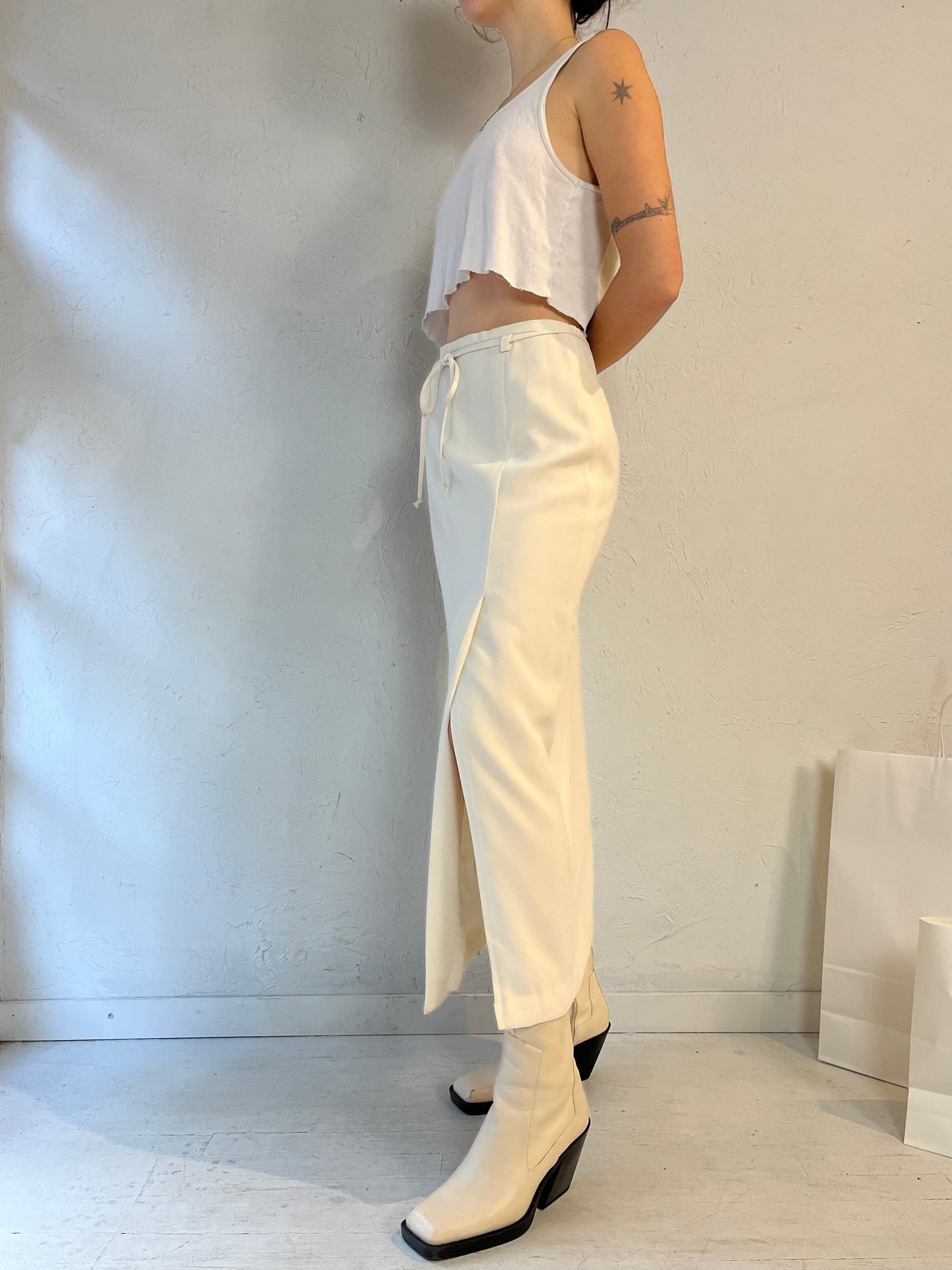 80s 90s 'Mister Leonard' Creamy White Skirt / Small - Medium