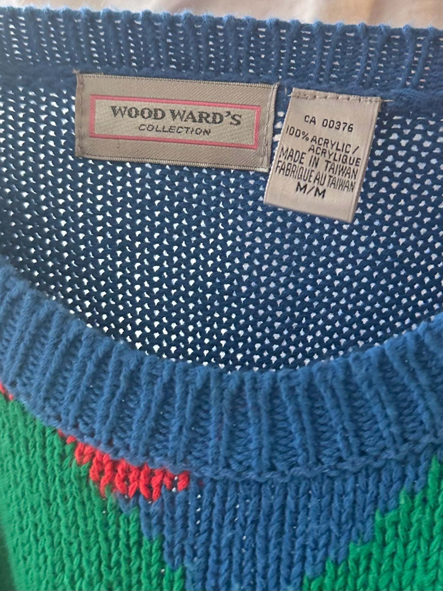 90s 'Woodwards' Knit Fish Sweater / Medium