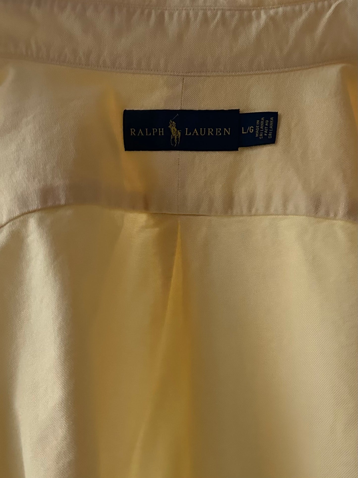 Y2k 'Ralph Lauren' Yellow Cotton Dress Shirt / Large