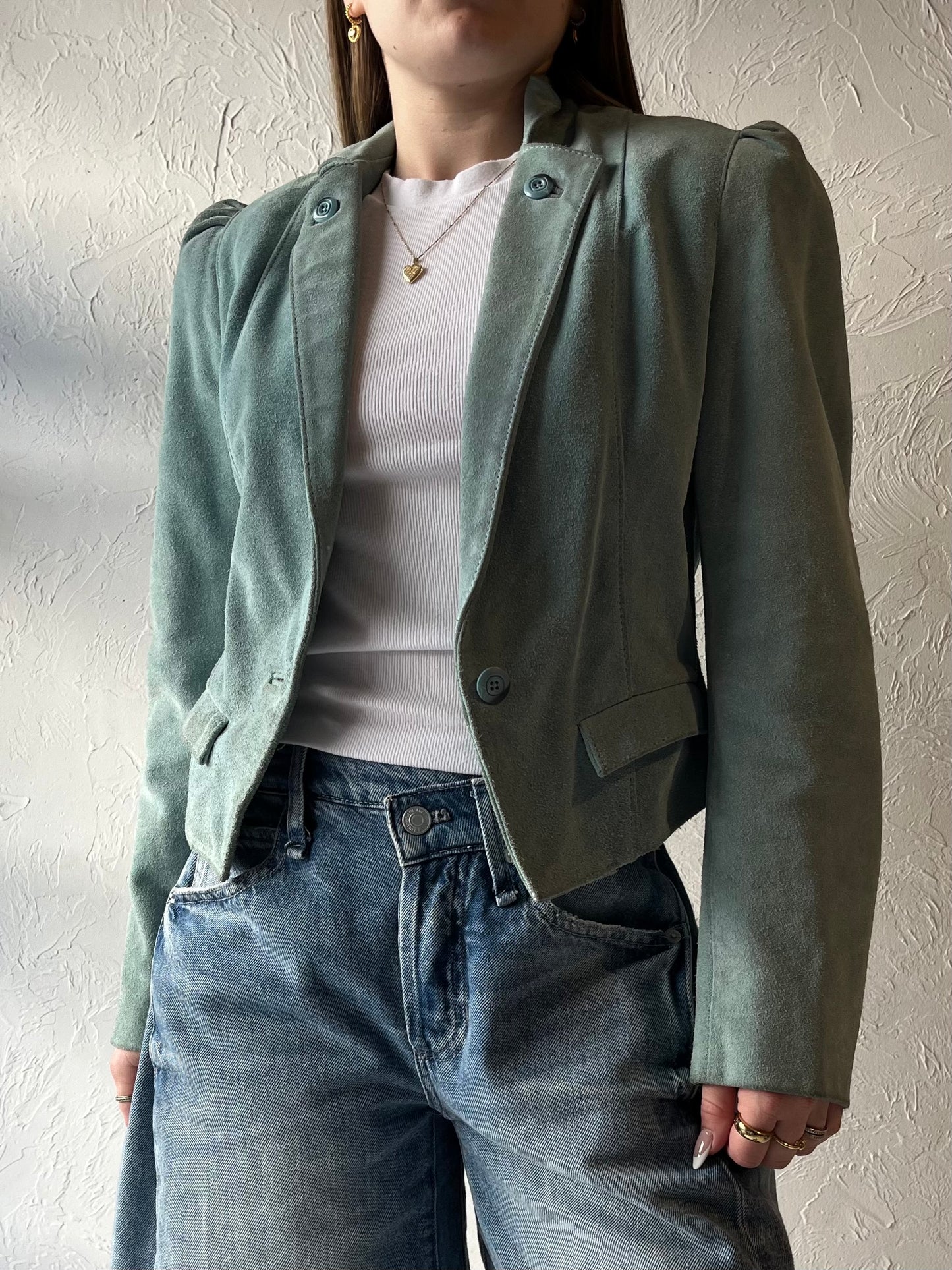 80s 'Wilsons Leather' Blue Suede Jacket / Small