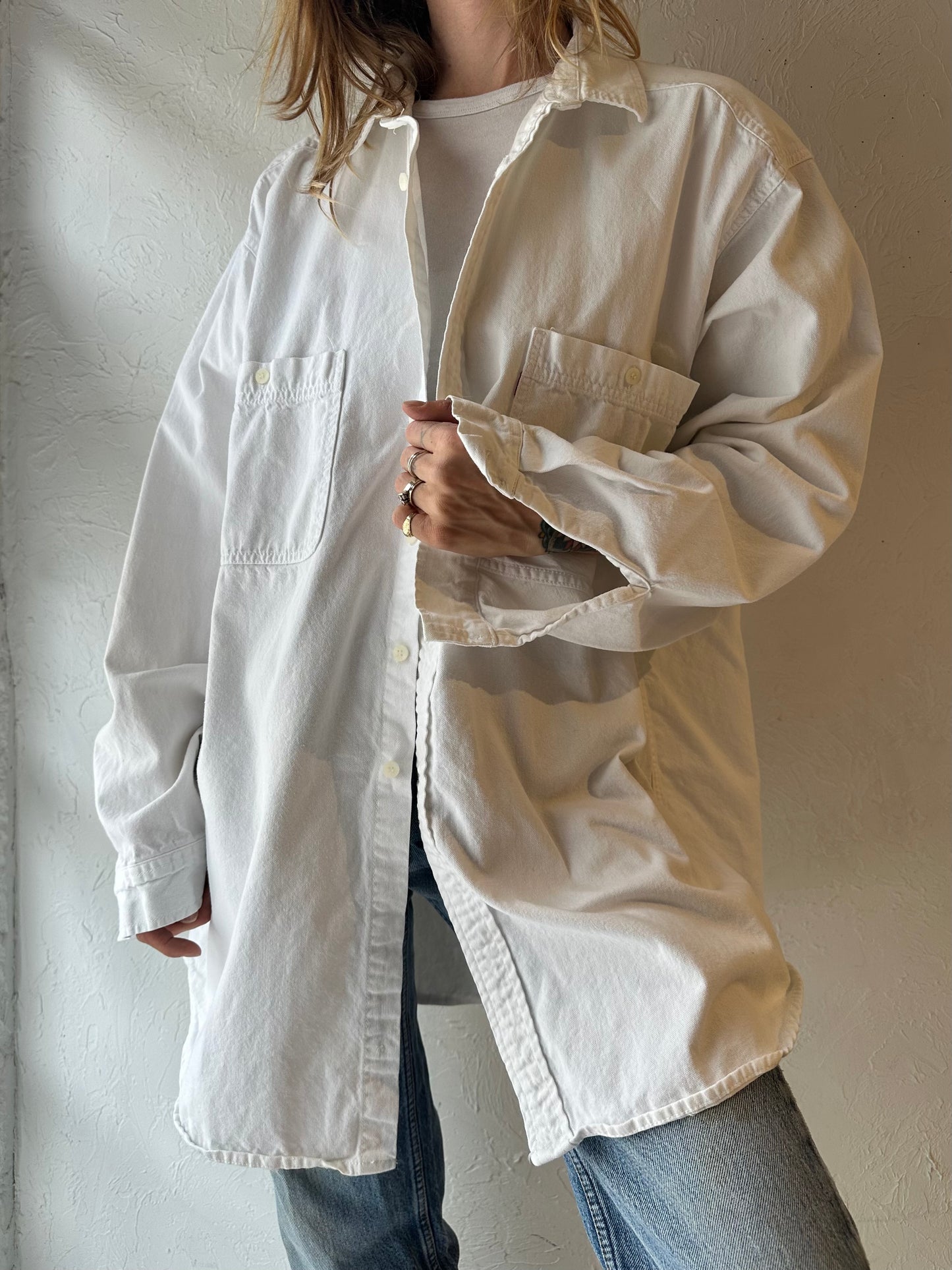 90s ‘Levi’s’ White Cotton Denim Shirt / XL