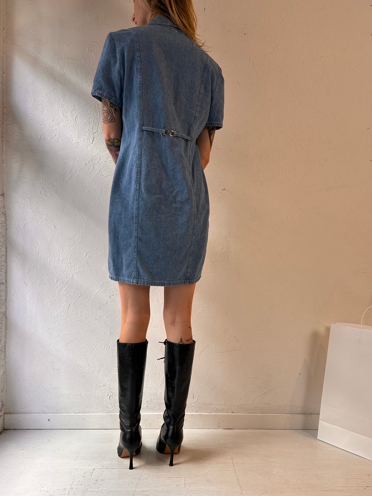 90s 'Nancy G' Denim Mini Dress / Small