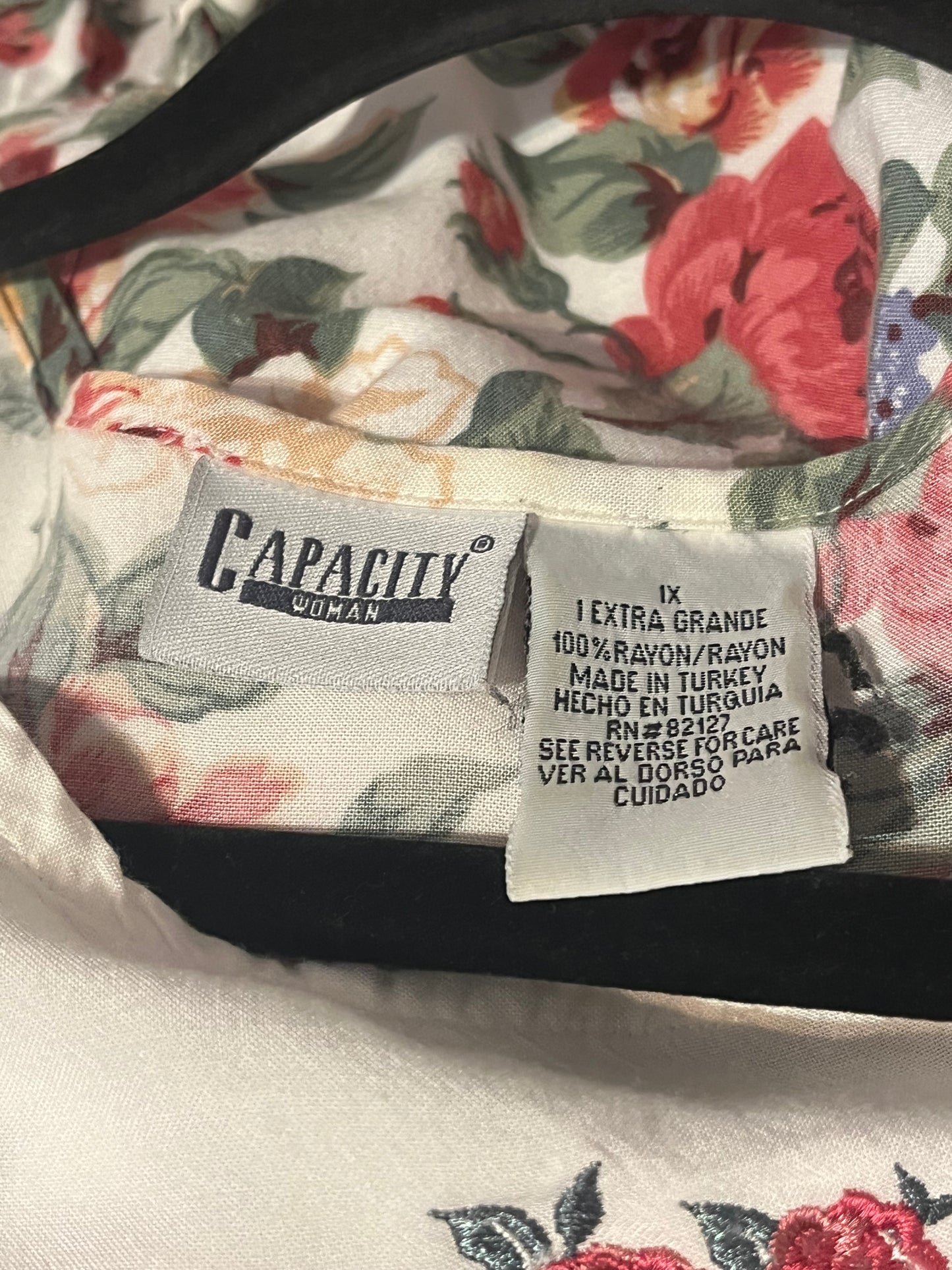 90s 'Capacity' Floral Cottagecore Summer Shirt Dress / XL