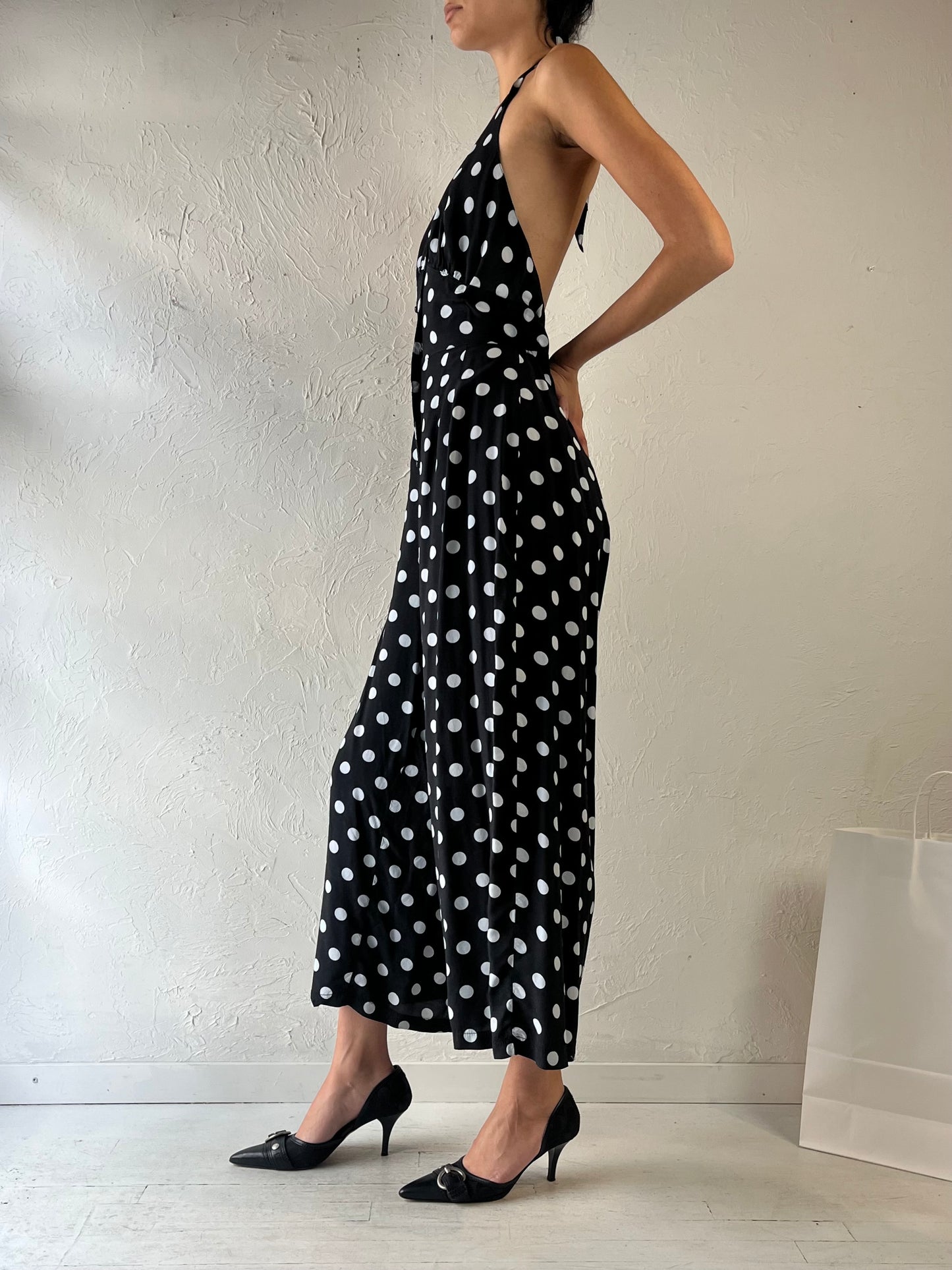 90s ‘Miss Lee’ Polka Dot Jumpsuit / Large