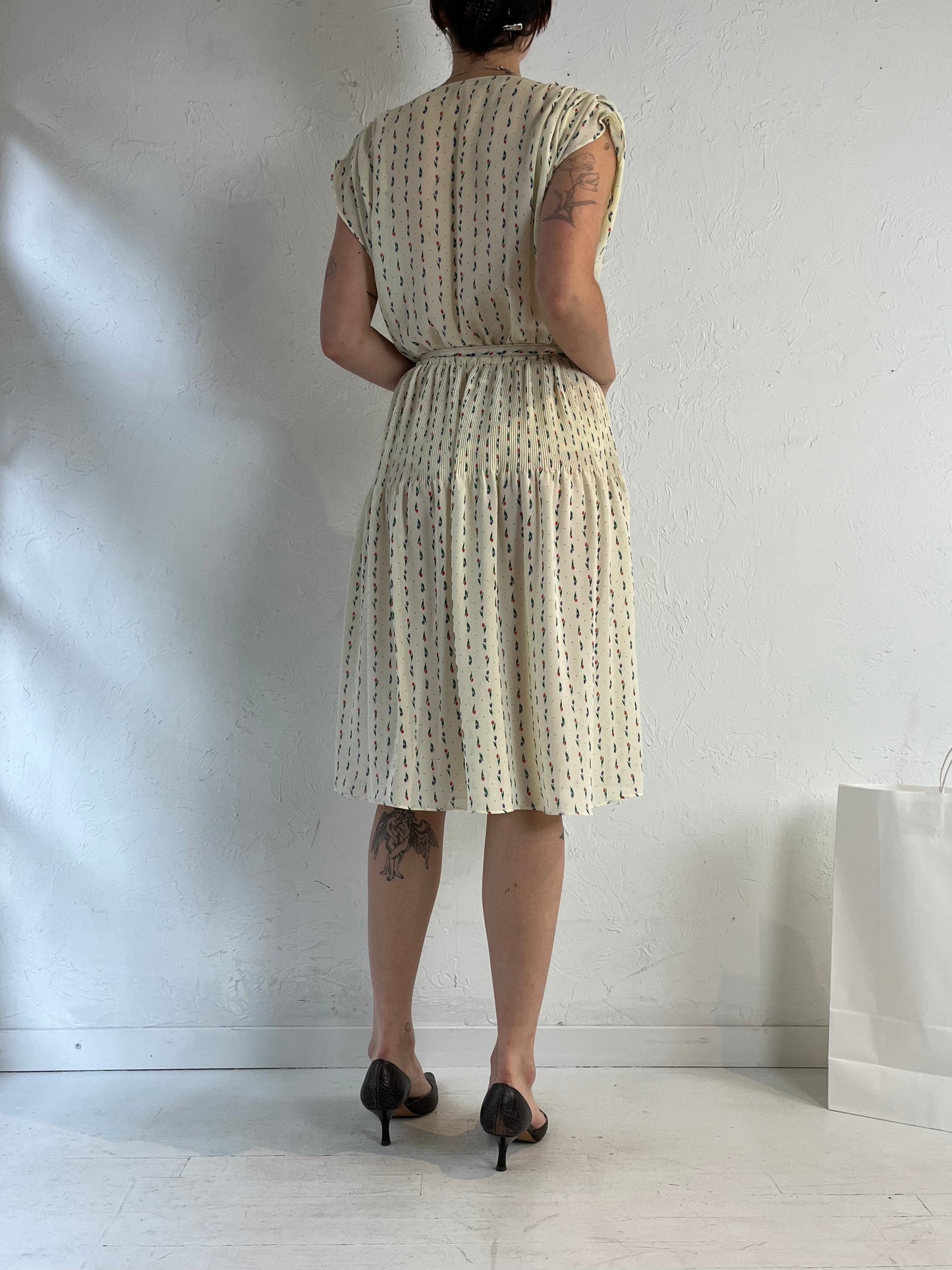 80s 'Orite' Cream Tulip Dress / Small