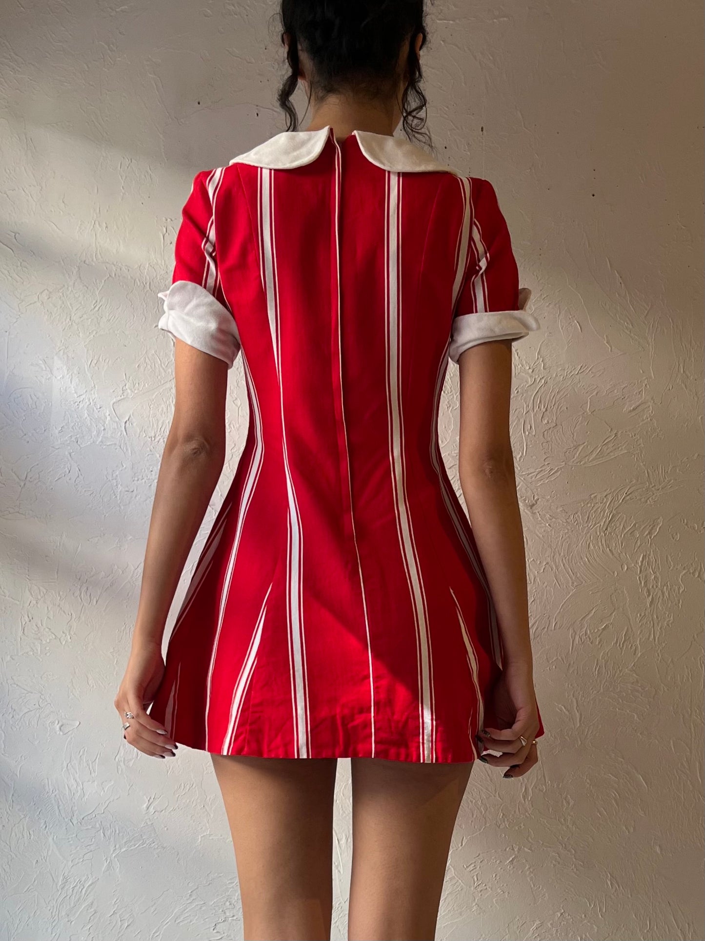 70s 'Jodette' Red and White Sailor Mini Dress / XS