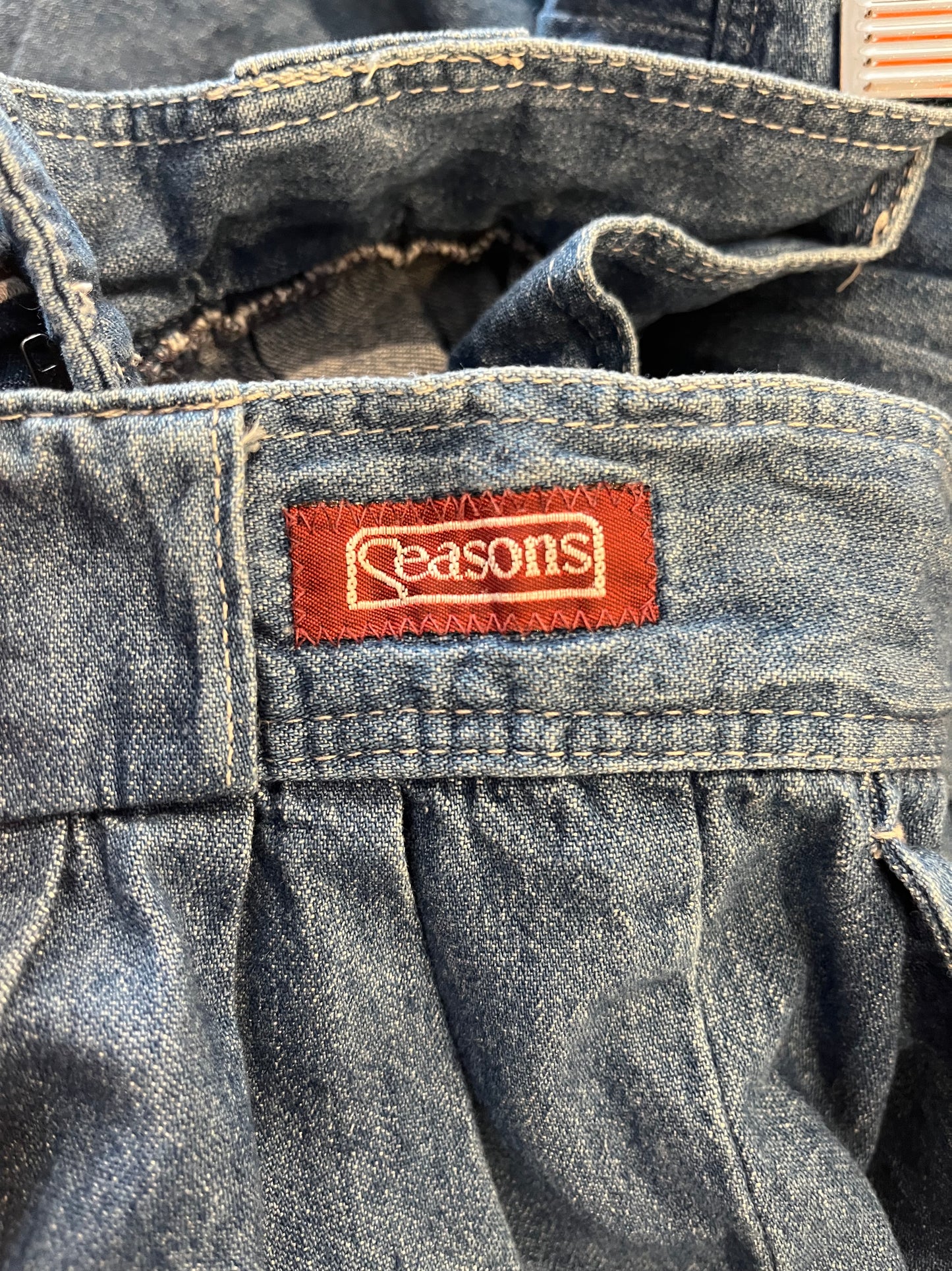 90s 'Seasons' Denim Midi Skirt / Small