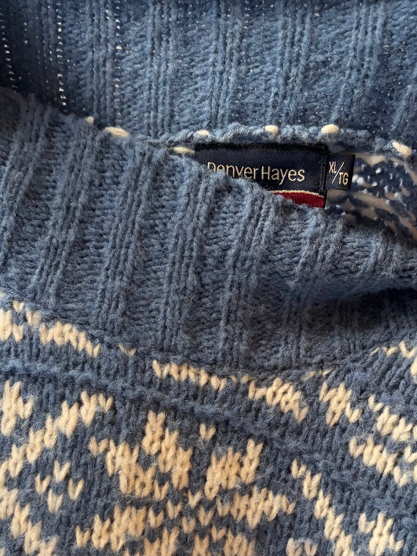 90s 'Denver Hayes' Baby Blue Snow Flake Sweater / Large