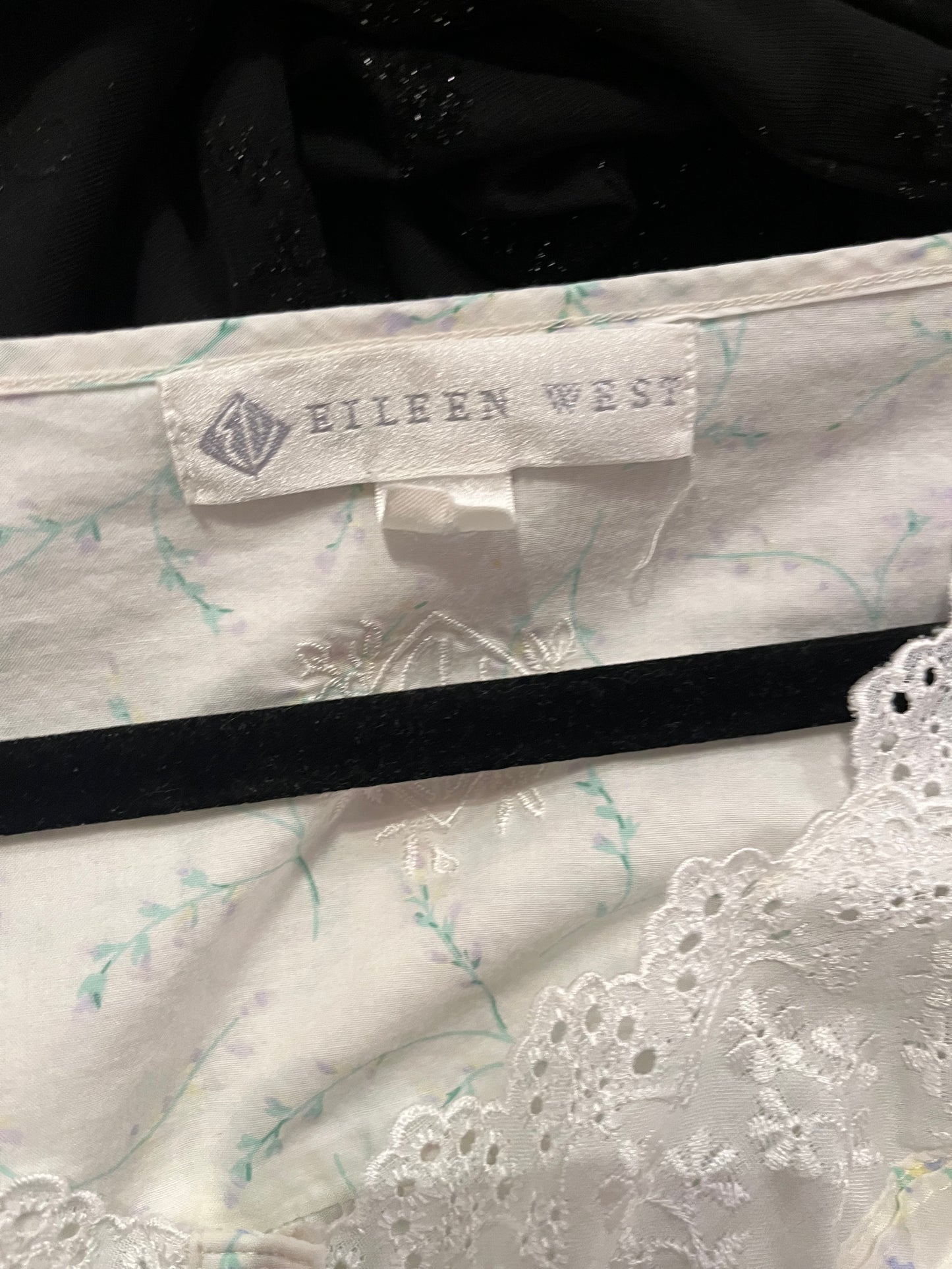 90s 'Eileen West' White Floral Long Sleeve Summer Nighty Dress / Vintage 1990s Cotton Cottagecore Midi Nightgown / Large