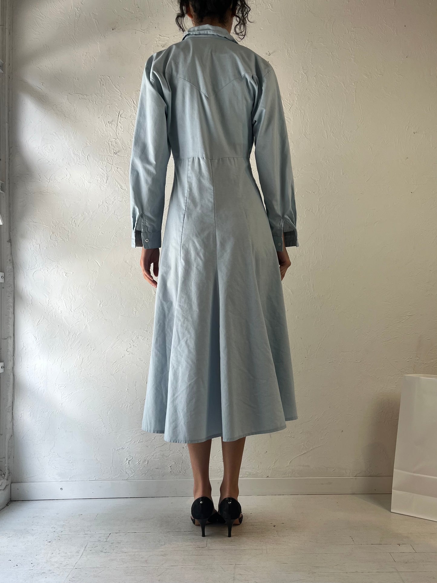 90s ‘Dawn Joy’ Blue Button Up Dress / Small