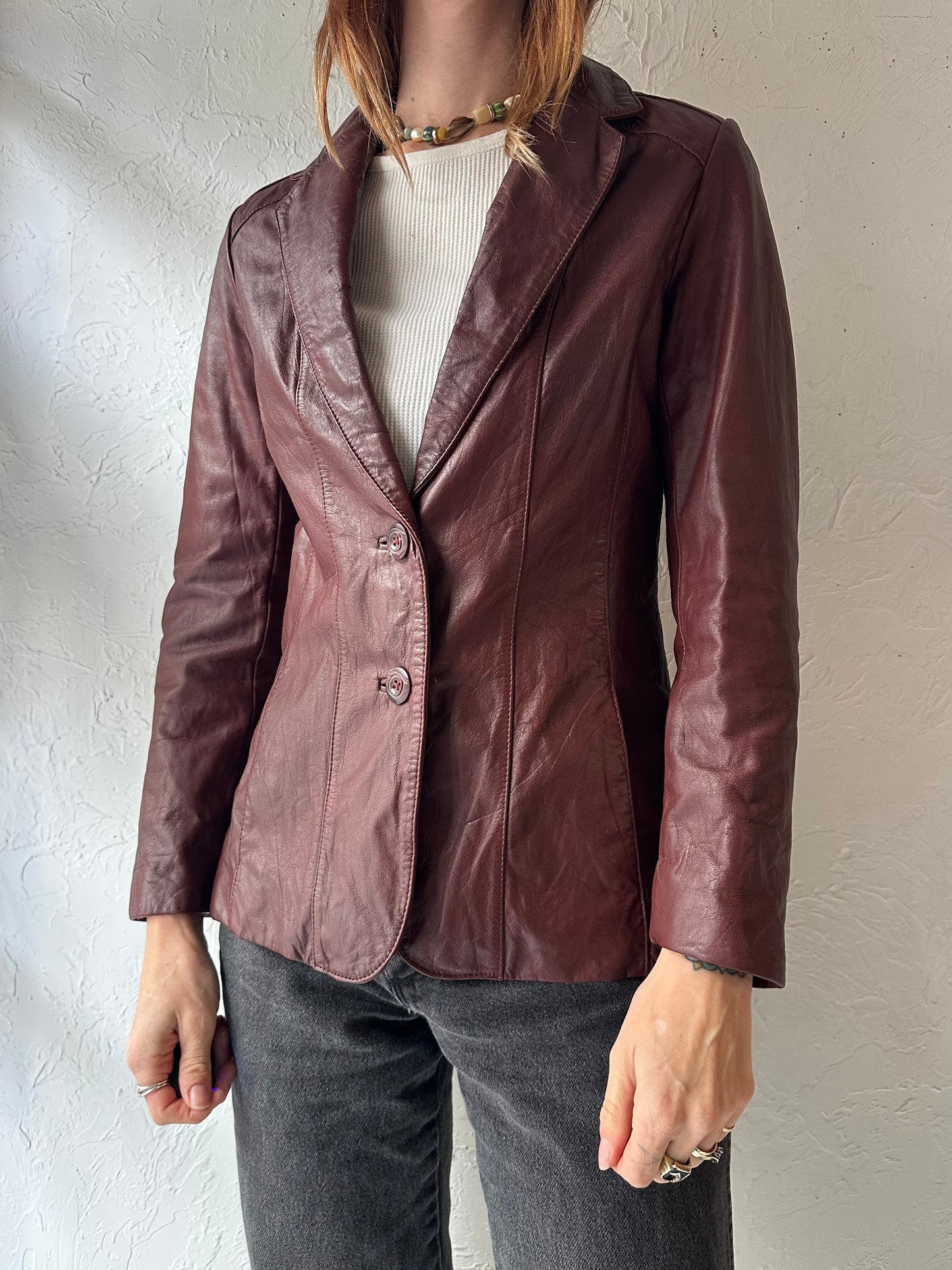 80s ‘Wilson’s’ Burgundy Leather Jacket / Small