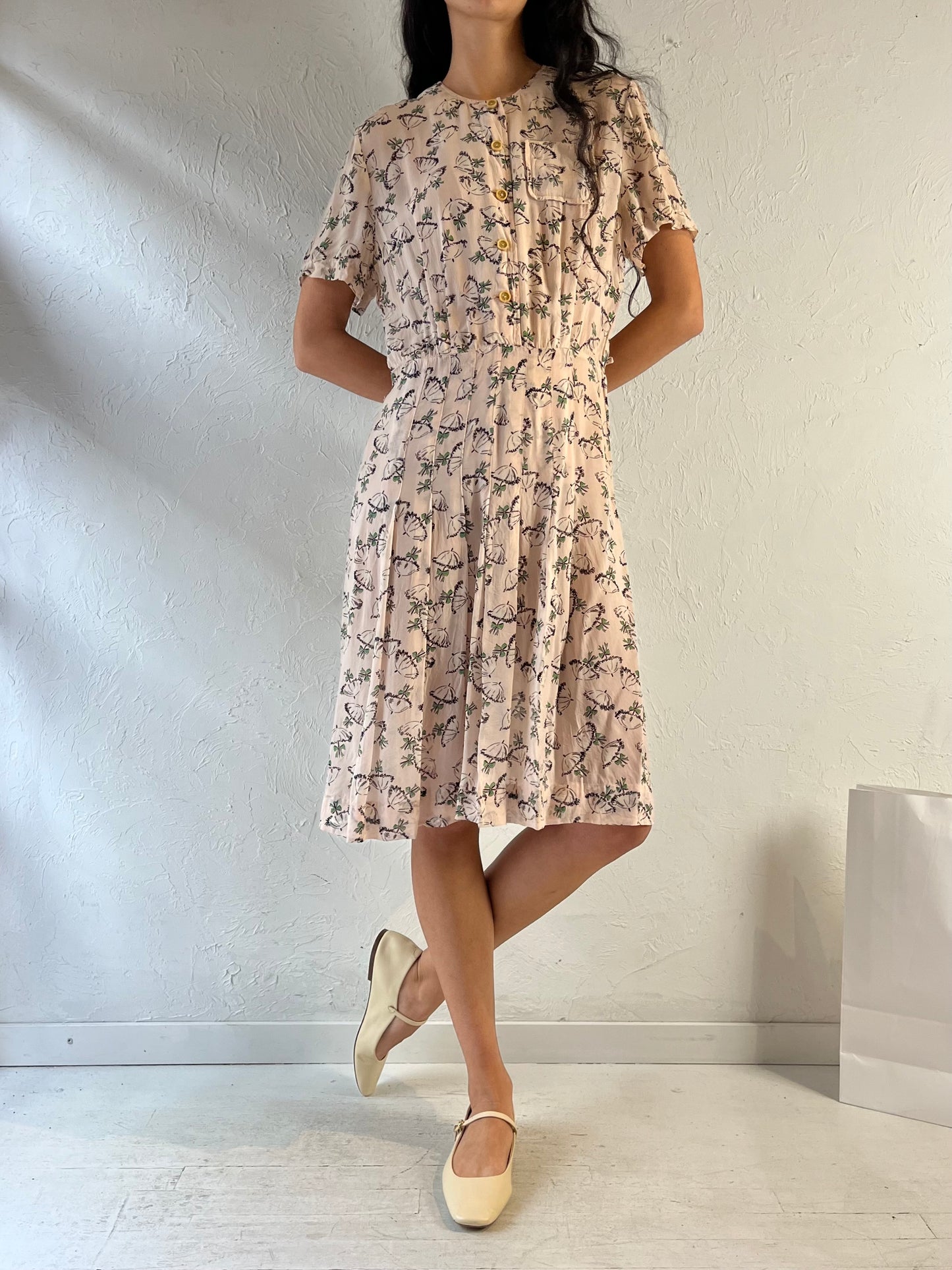 60s / 70s ‘Cay Artley’ Pale Pink Midi Dress / Medium
