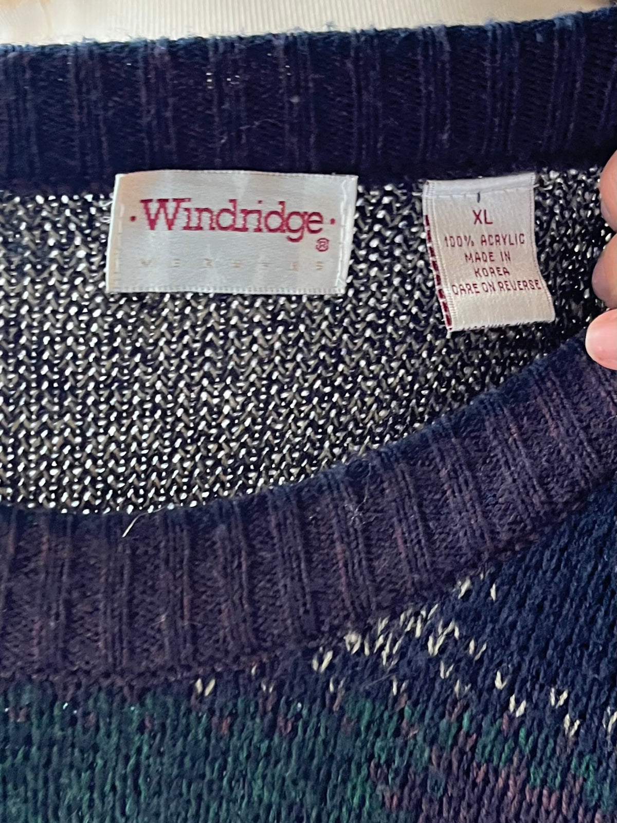 90s ' Windridge' Acrylic Checker Sweater / XL
