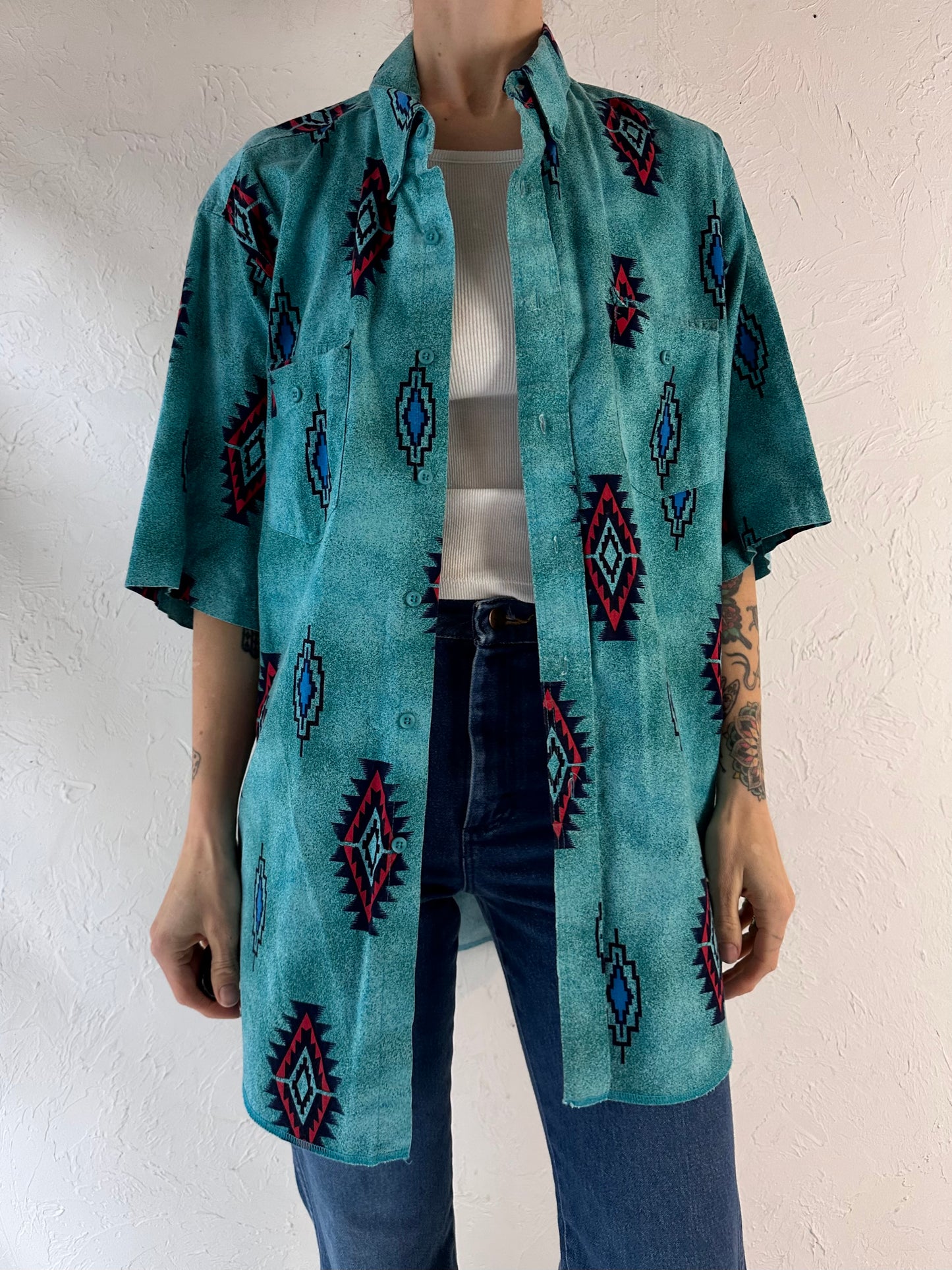 90s 'Wrangler' Western Button Up Shirt / Large