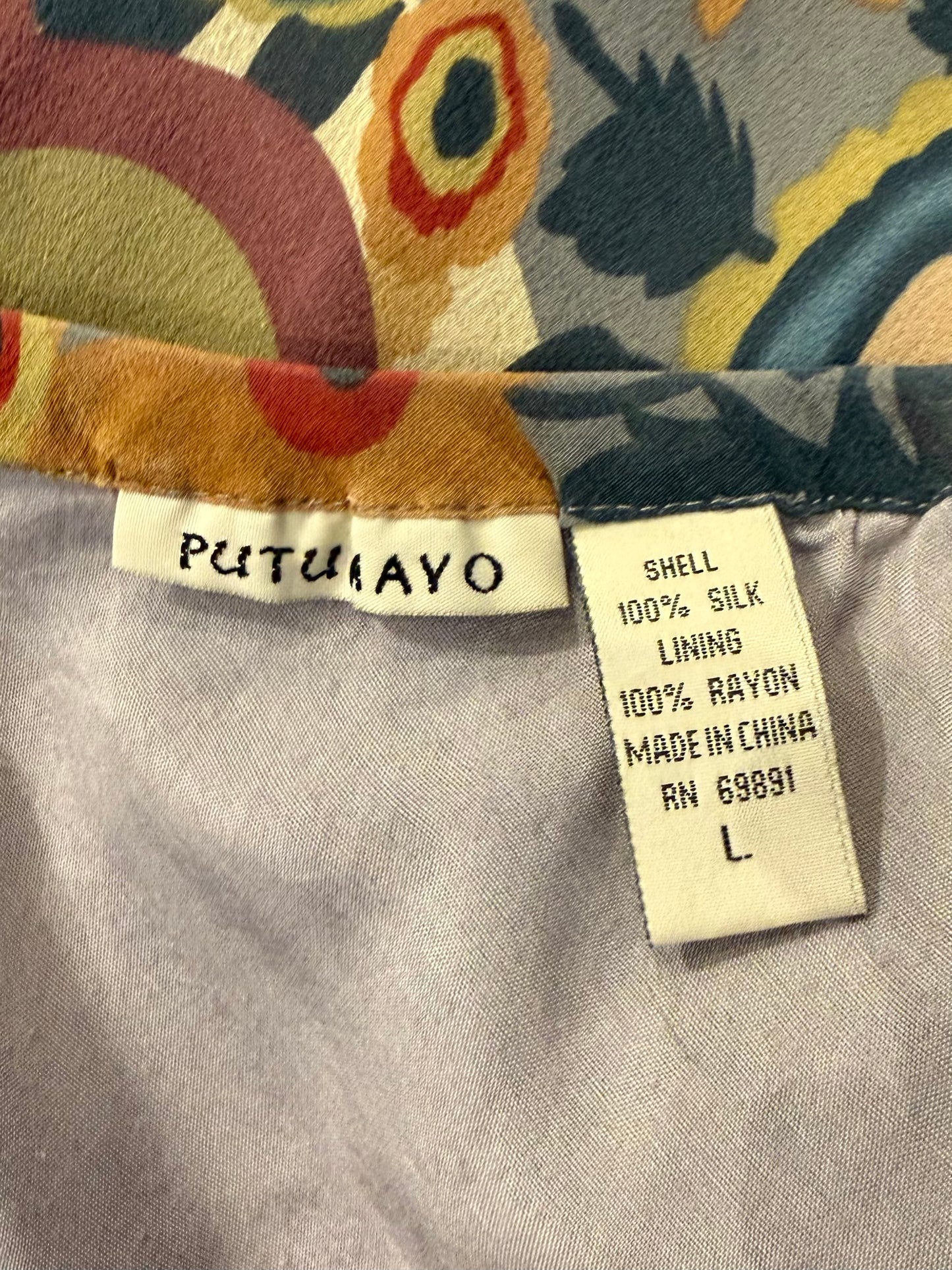 Y2K ‘Putumayo’ Patterned Silk Skirt / Large