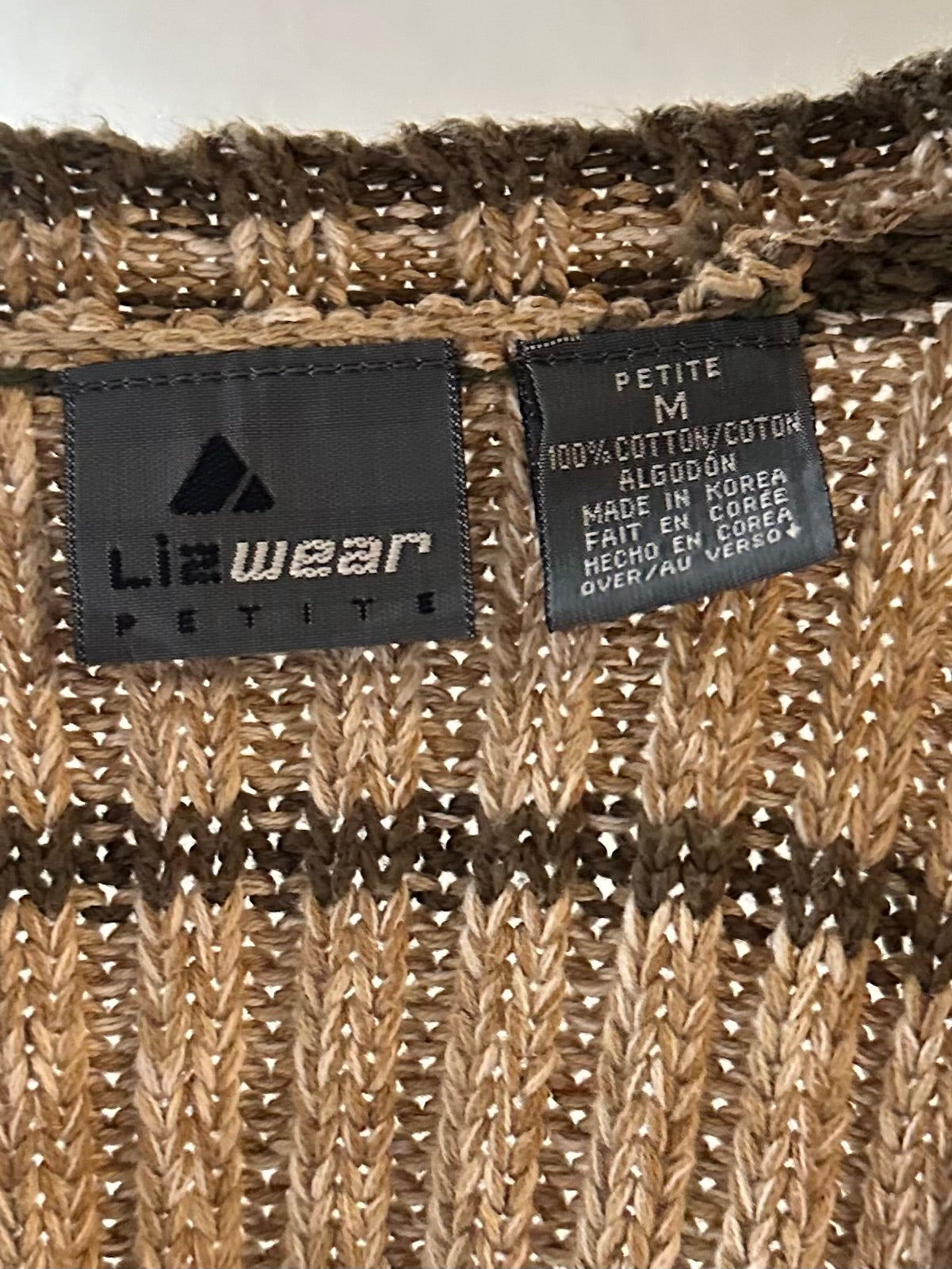 90s 'Lizwear' Cotton Knit Vest / Medium