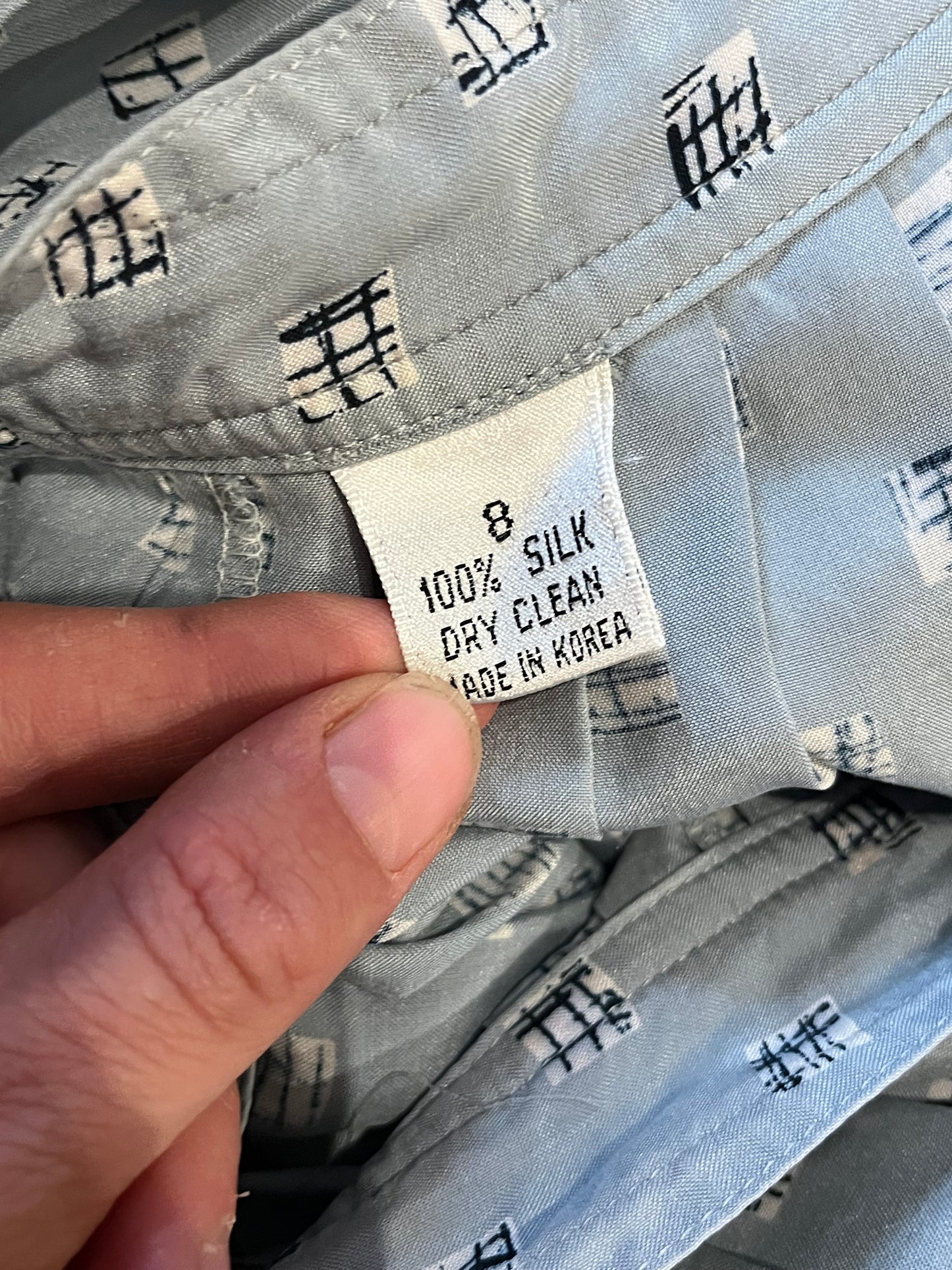 90s Gray Patterned Silk Pleated Hight Waisted Skirt / Small