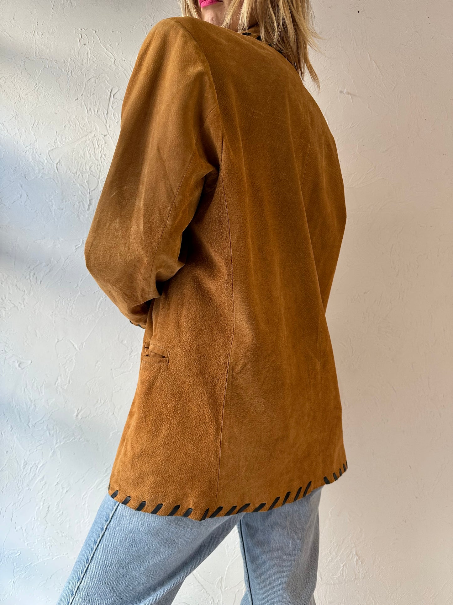 80s 'Dalmys' Oversized Suede Jacket / Large