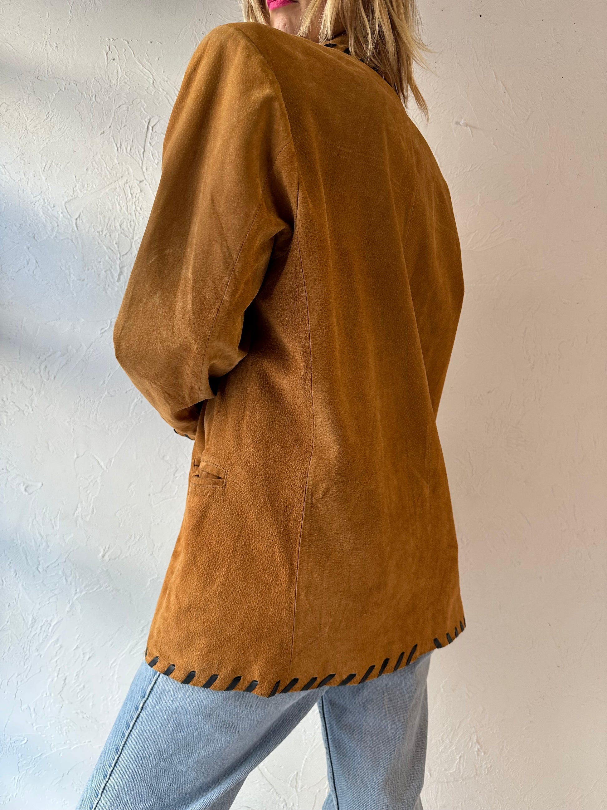 80s 'Dalmys' Oversized Suede Jacket / Large