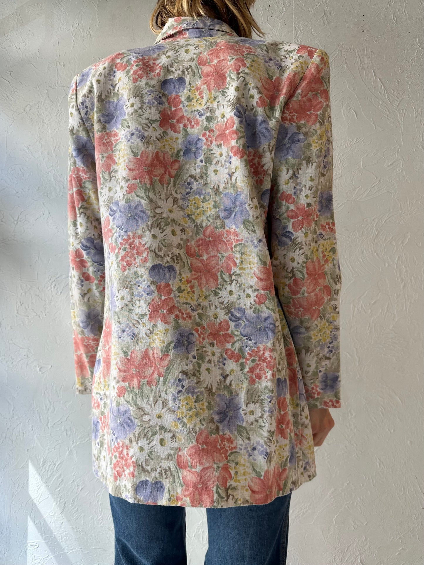 90s 'Carin Stevens' Floral Blazer Jacket / Medium