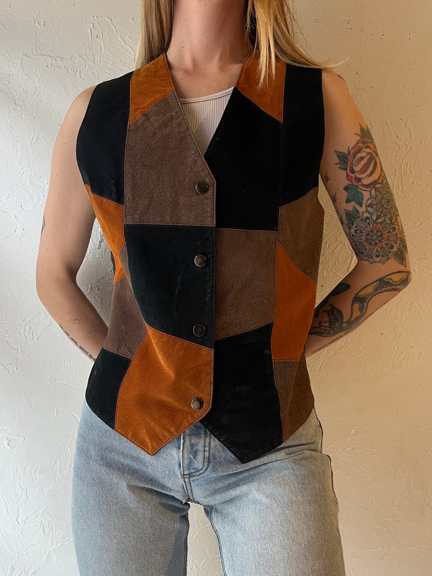 70s ‘Bagatelle’ Suede Quilted Vest / Medium