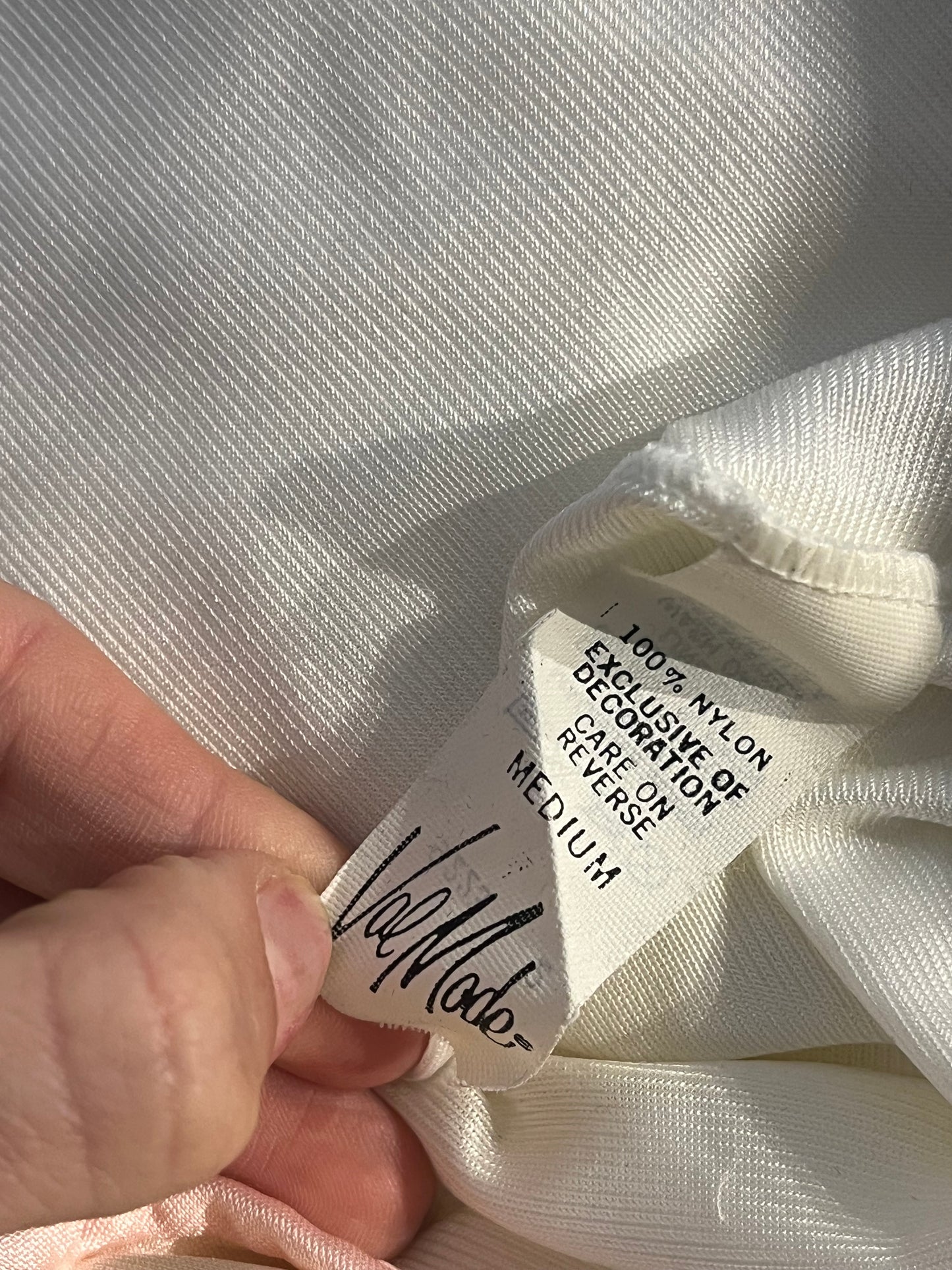 70s 'Val Mode' White Nylon Slip Dress / Medium