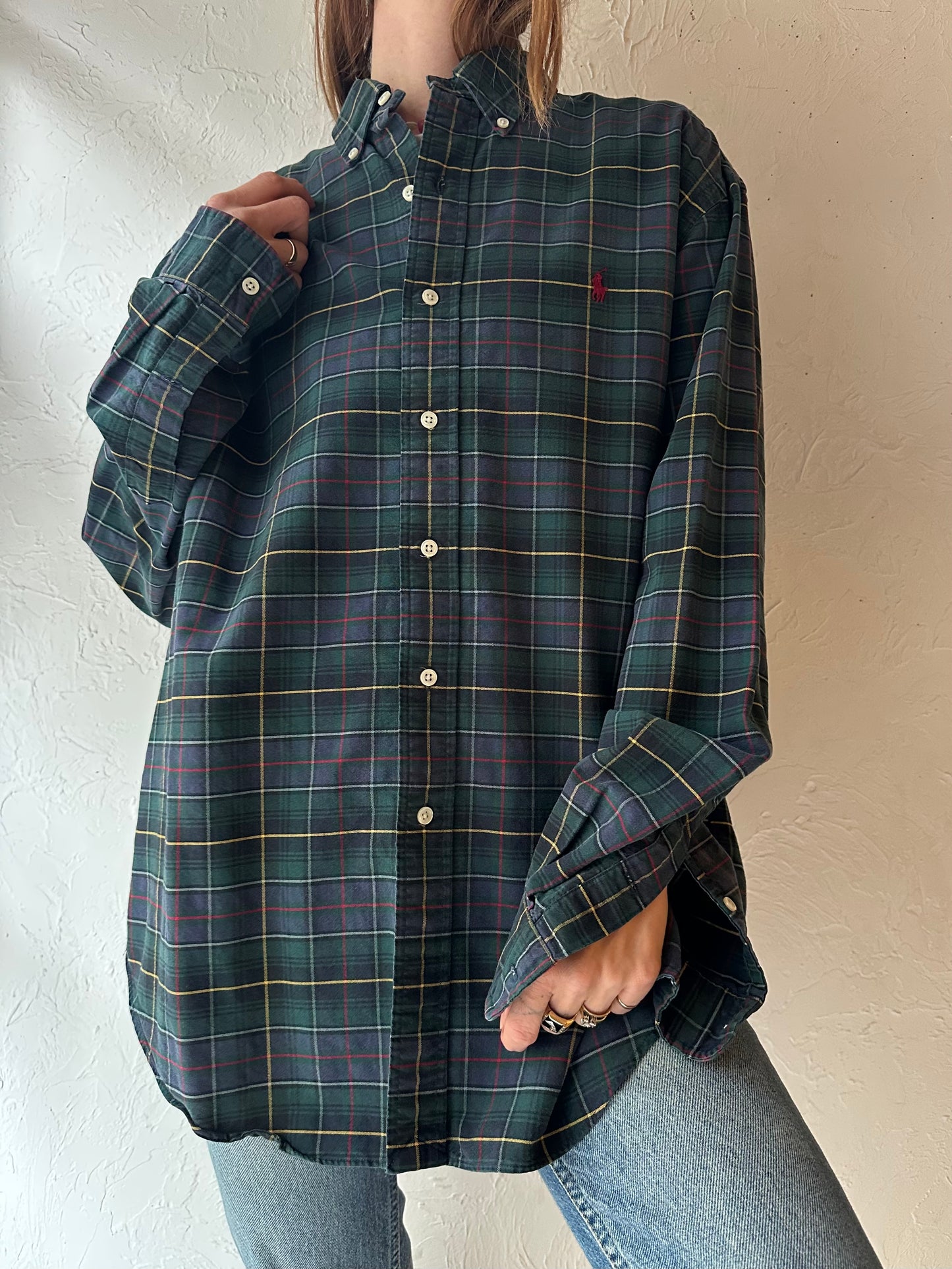 Y2k 'Ralph Lauren' Plaid Button up Shirt / XL
