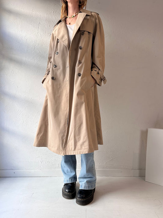 90s 'London Fog' Classic Beige Lined Trench Coat / Large